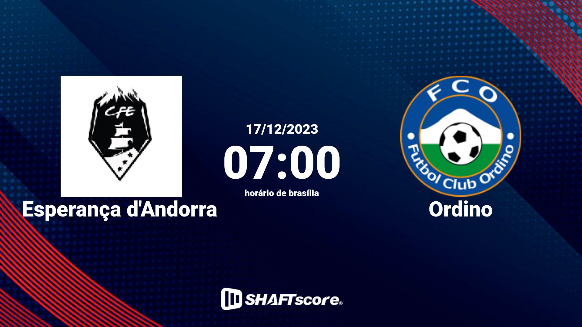 Estatísticas do jogo Esperança d'Andorra vs Ordino 17.12 07:00