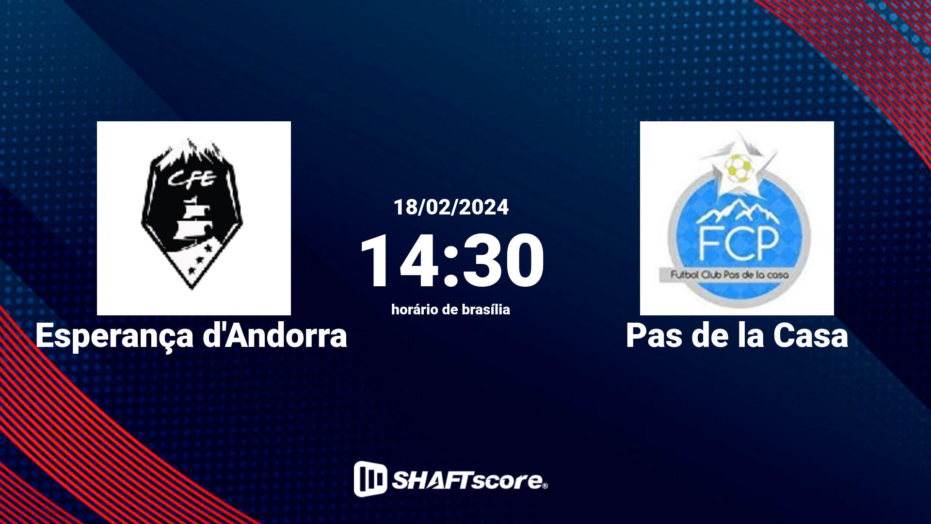 Estatísticas do jogo Esperança d'Andorra vs Pas de la Casa 18.02 14:30