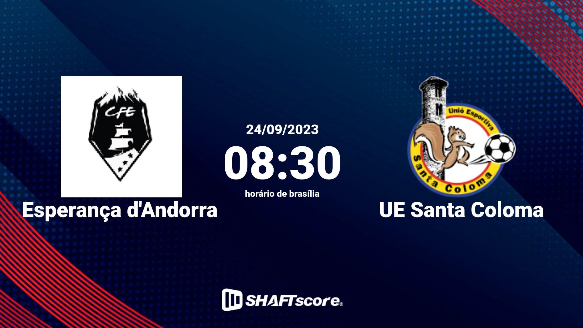 Estatísticas do jogo Esperança d'Andorra vs UE Santa Coloma 24.09 08:30