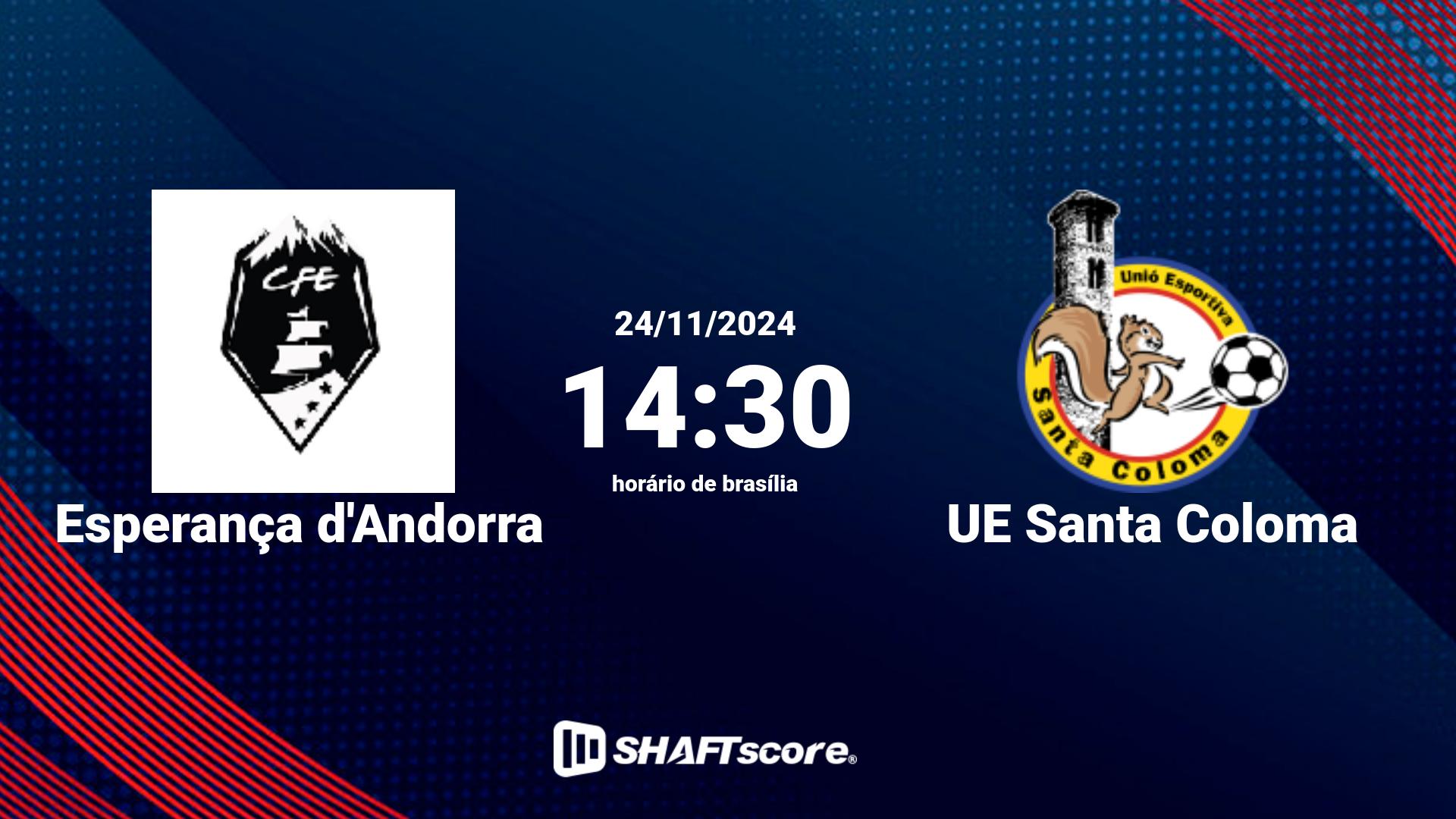 Estatísticas do jogo Esperança d'Andorra vs UE Santa Coloma 24.11 14:30