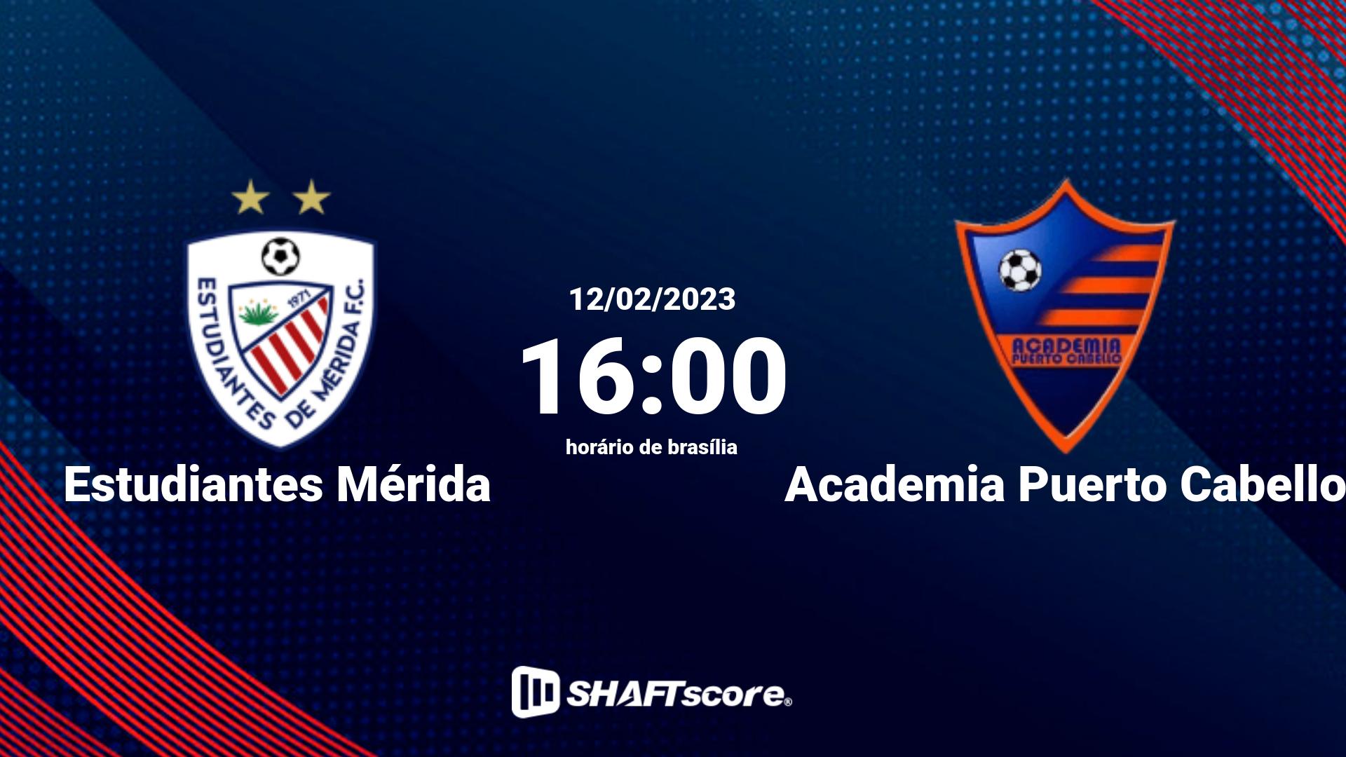 Estatísticas do jogo Estudiantes Mérida vs Academia Puerto Cabello 12.02 16:00