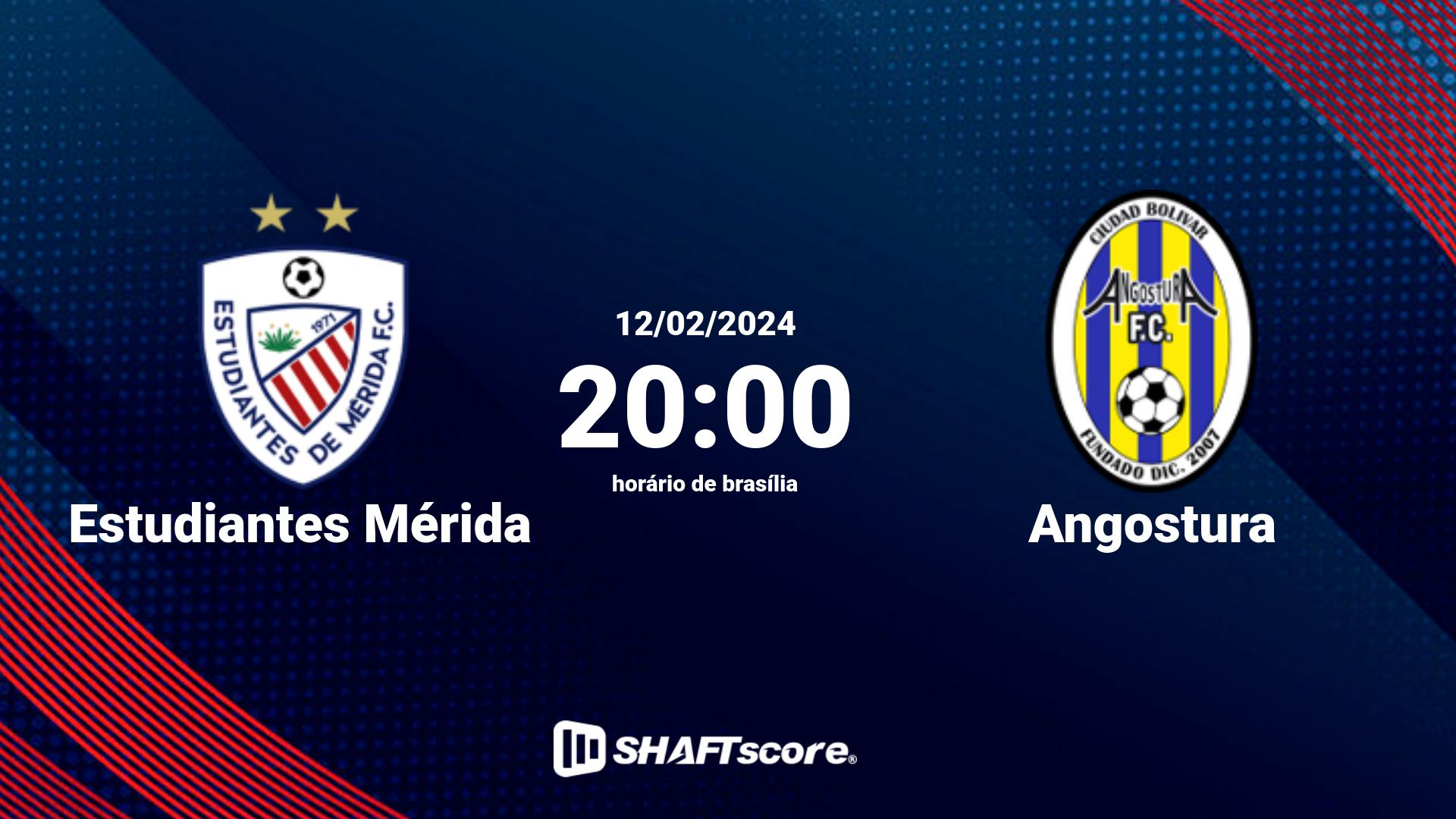 Estatísticas do jogo Estudiantes Mérida vs Angostura 12.02 20:00