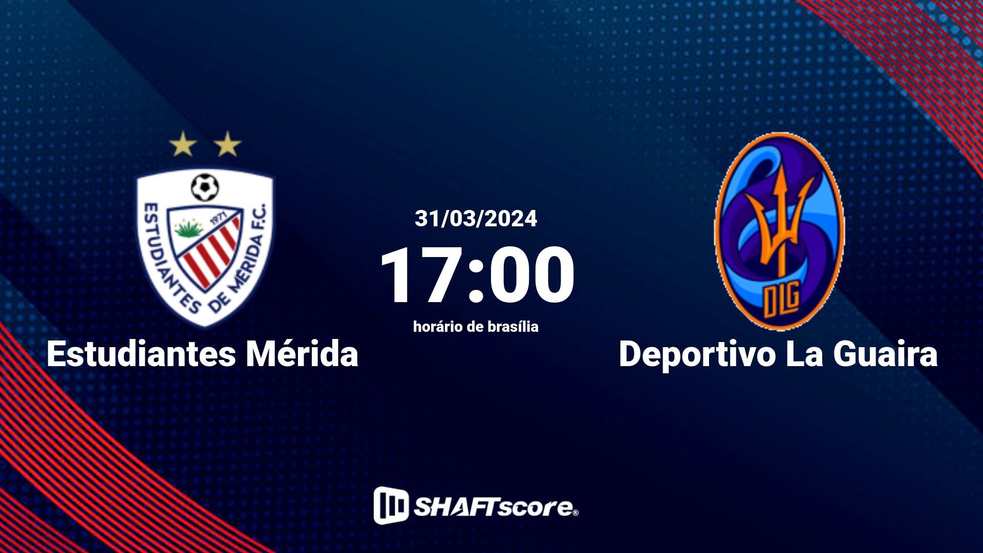 Estatísticas do jogo Estudiantes Mérida vs Deportivo La Guaira 31.03 17:00