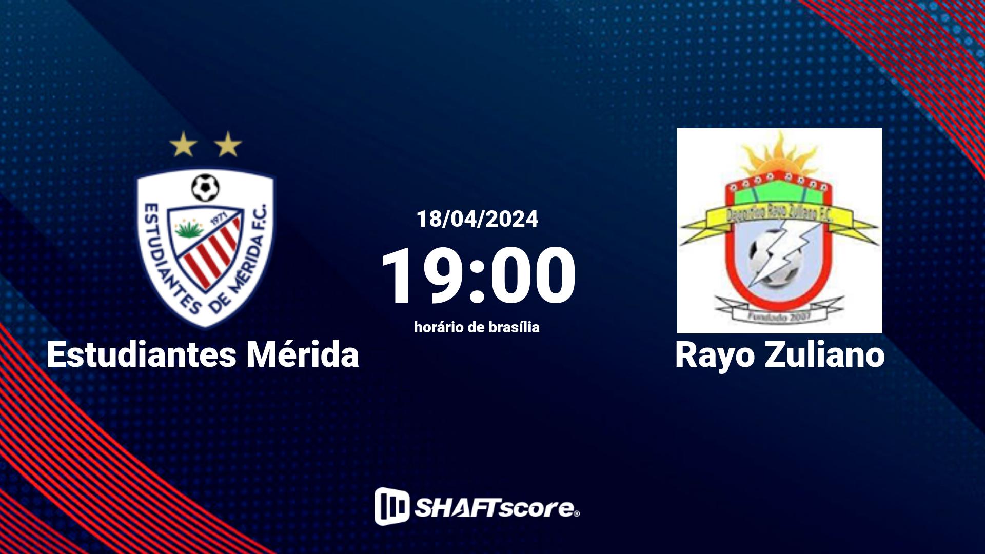 Estatísticas do jogo Estudiantes Mérida vs Rayo Zuliano 18.04 19:00