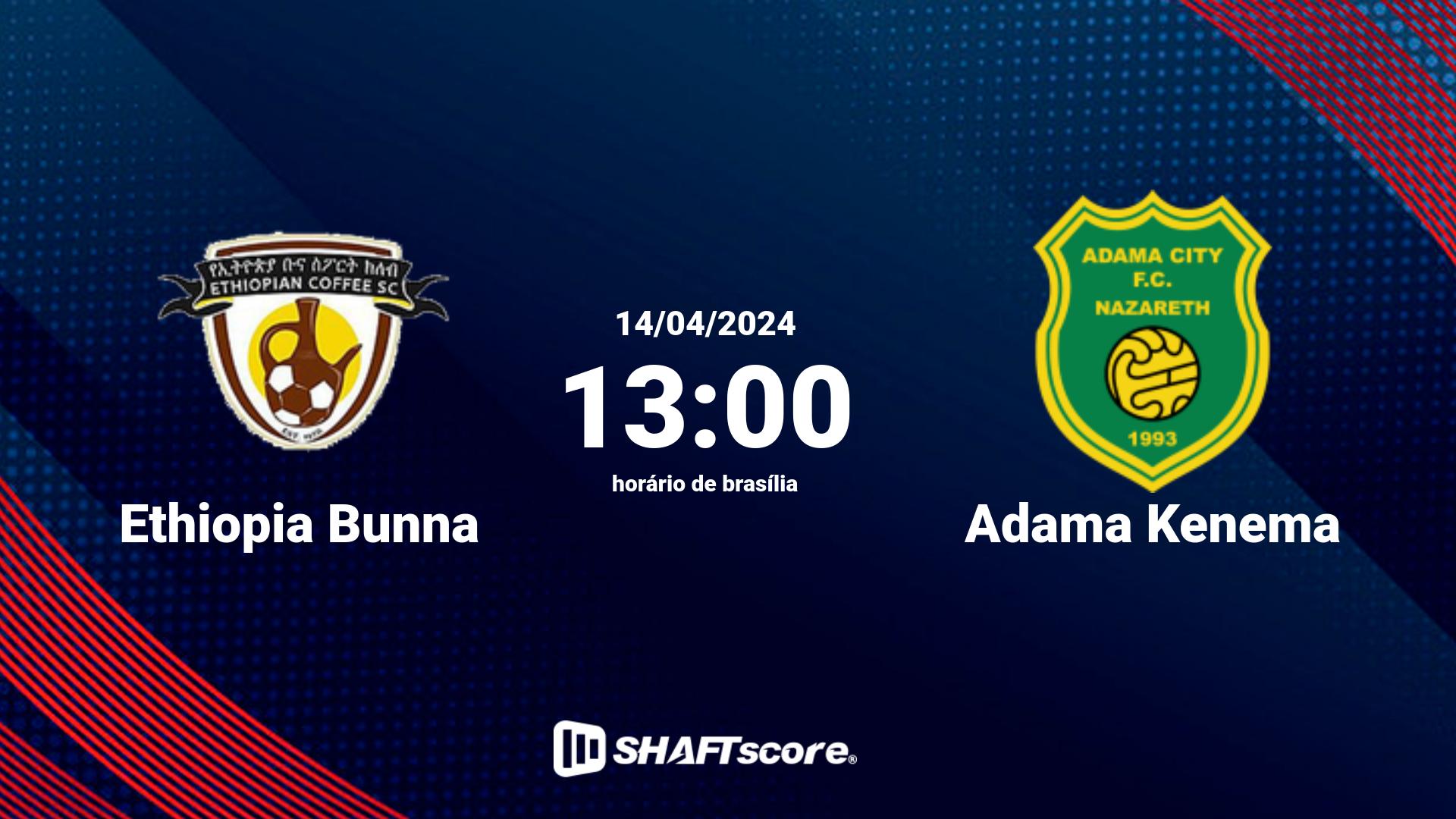 Estatísticas do jogo Ethiopia Bunna vs Adama Kenema 14.04 13:00