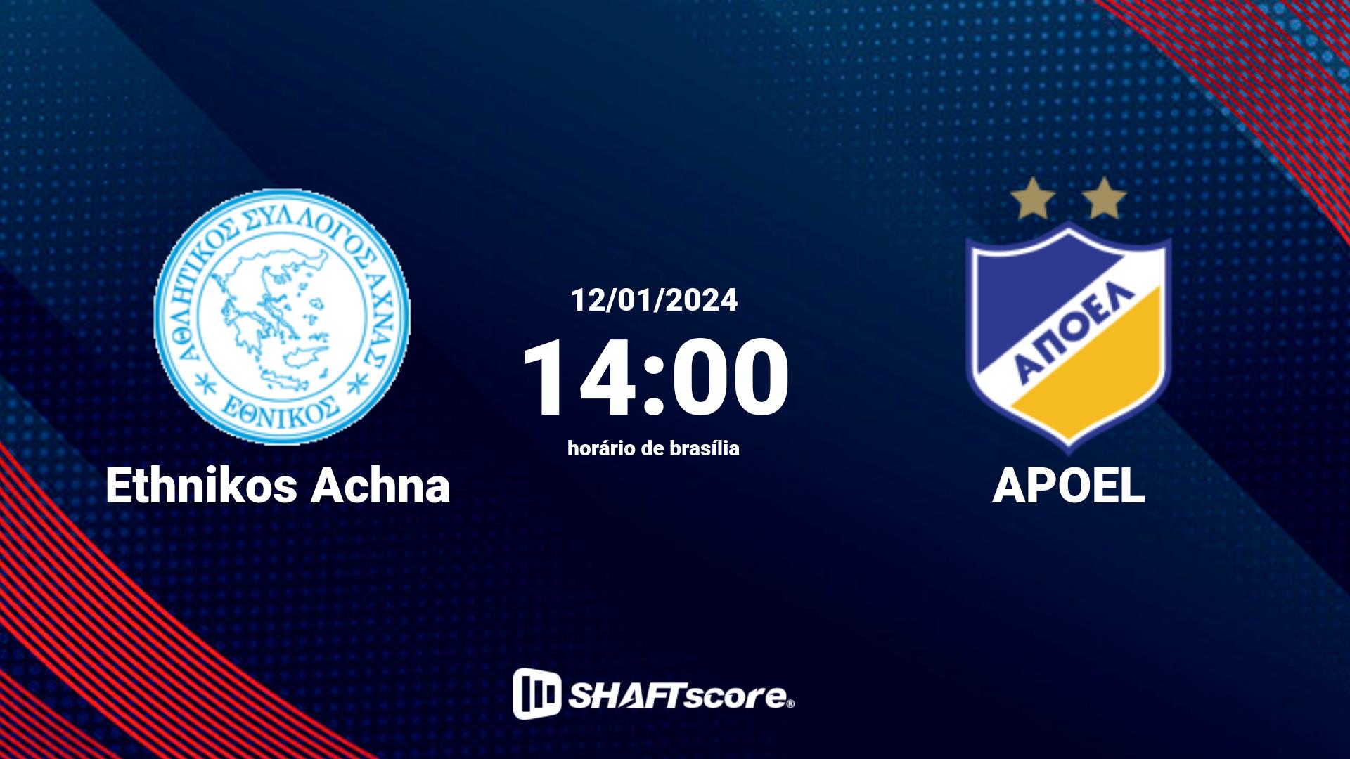 Estatísticas do jogo Ethnikos Achna vs APOEL 12.01 14:00