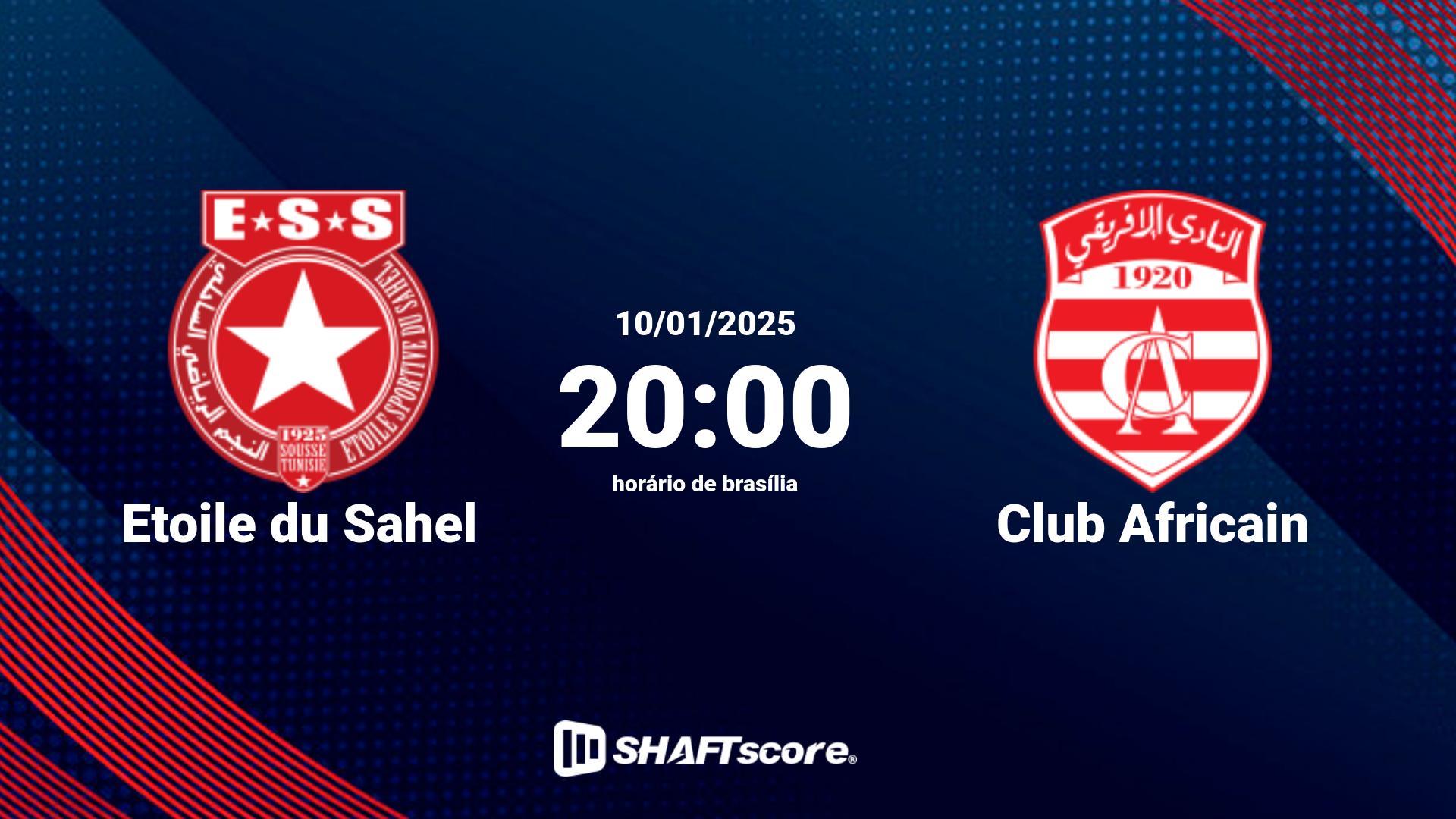 Estatísticas do jogo Etoile du Sahel vs Club Africain 10.01 20:00