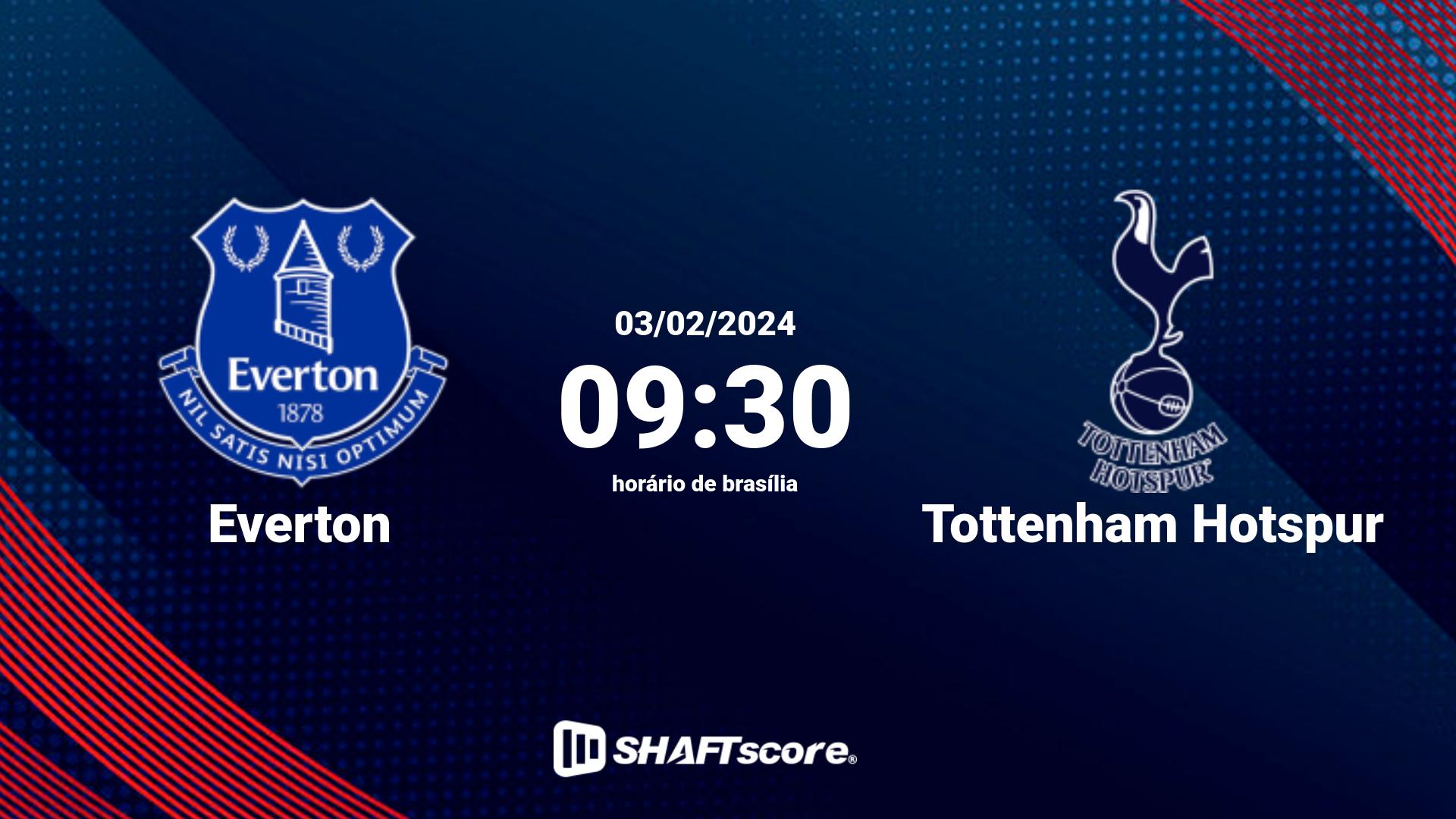 Estatísticas do jogo Everton vs Tottenham Hotspur 03.02 09:30