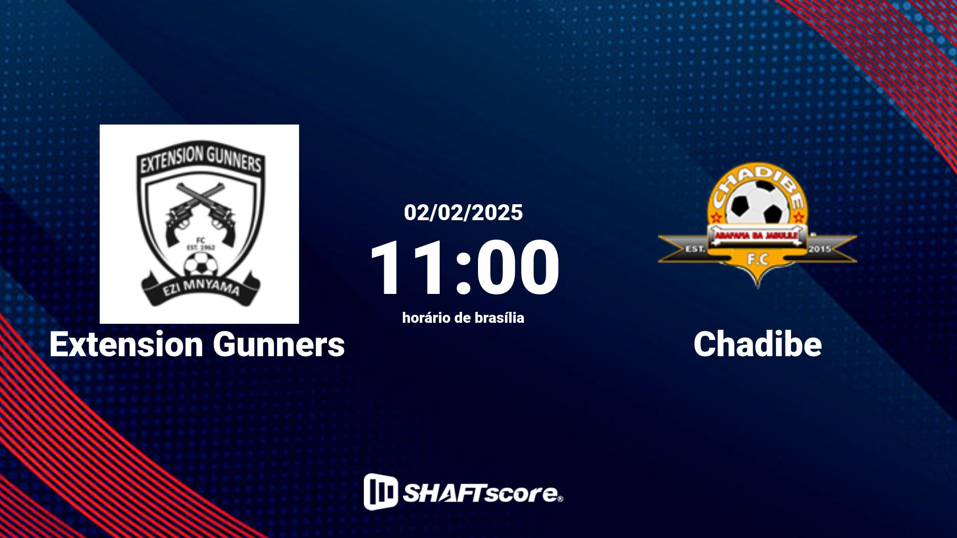 Estatísticas do jogo Extension Gunners vs Chadibe 02.02 11:00