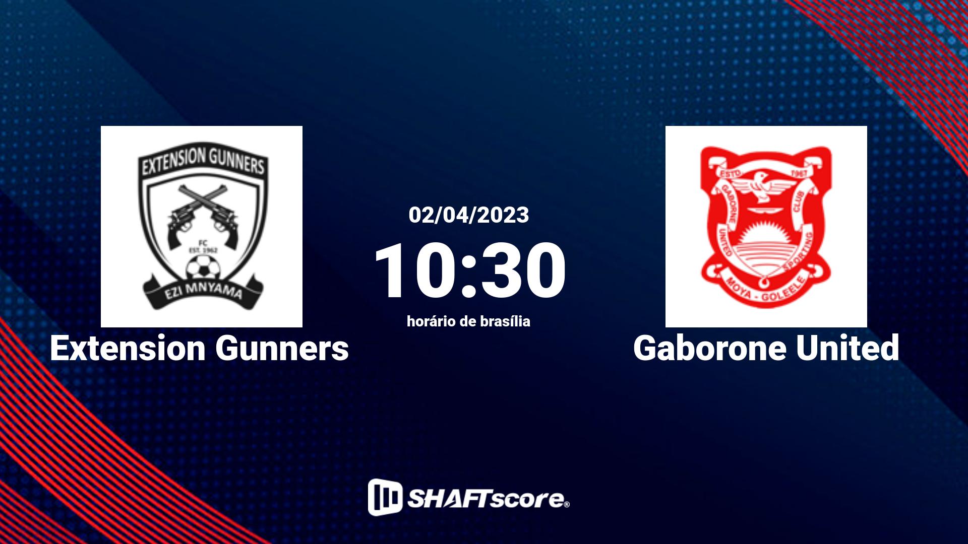 Estatísticas do jogo Extension Gunners vs Gaborone United 02.04 10:30