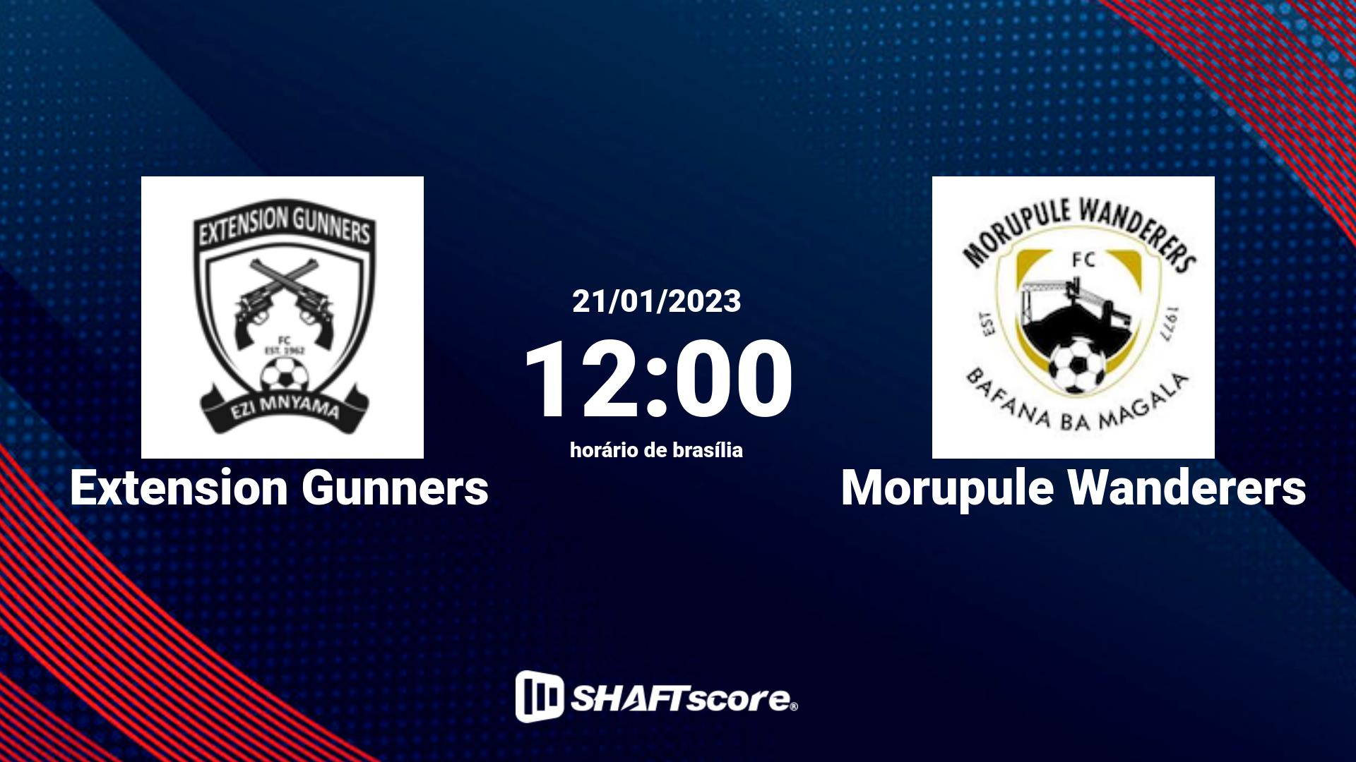 Estatísticas do jogo Extension Gunners vs Morupule Wanderers 21.01 12:00