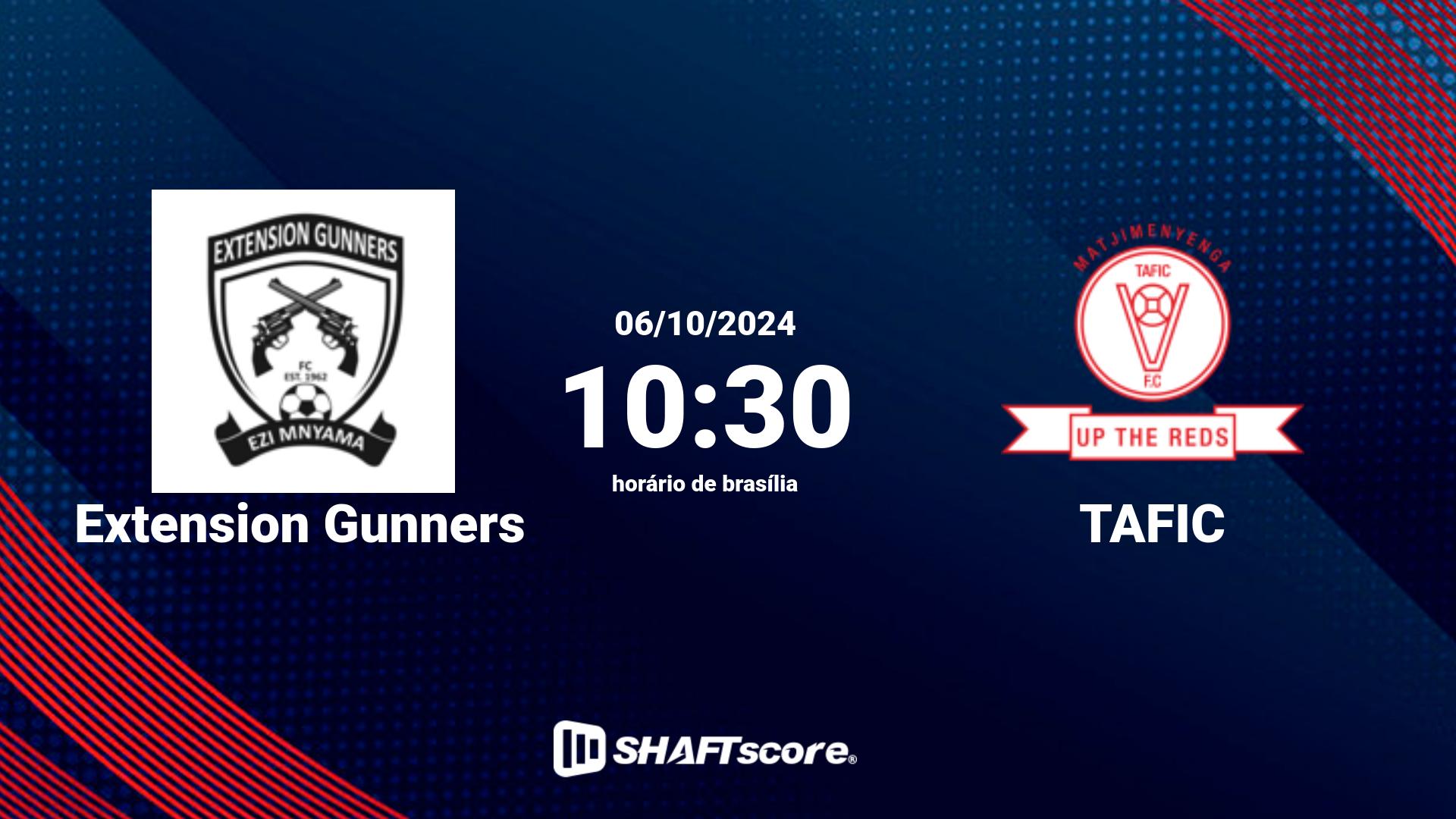 Estatísticas do jogo Extension Gunners vs TAFIC 06.10 10:30