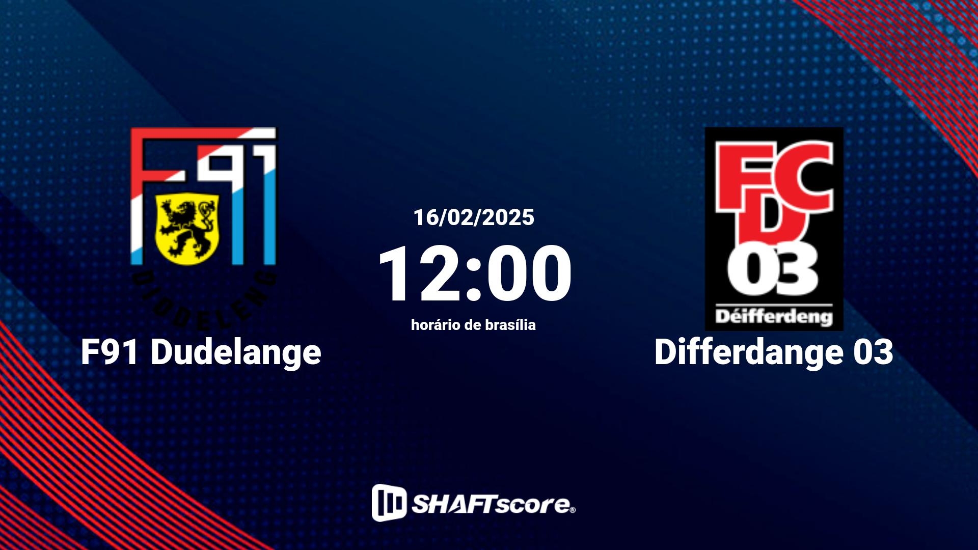 Estatísticas do jogo F91 Dudelange vs Differdange 03 16.02 12:00