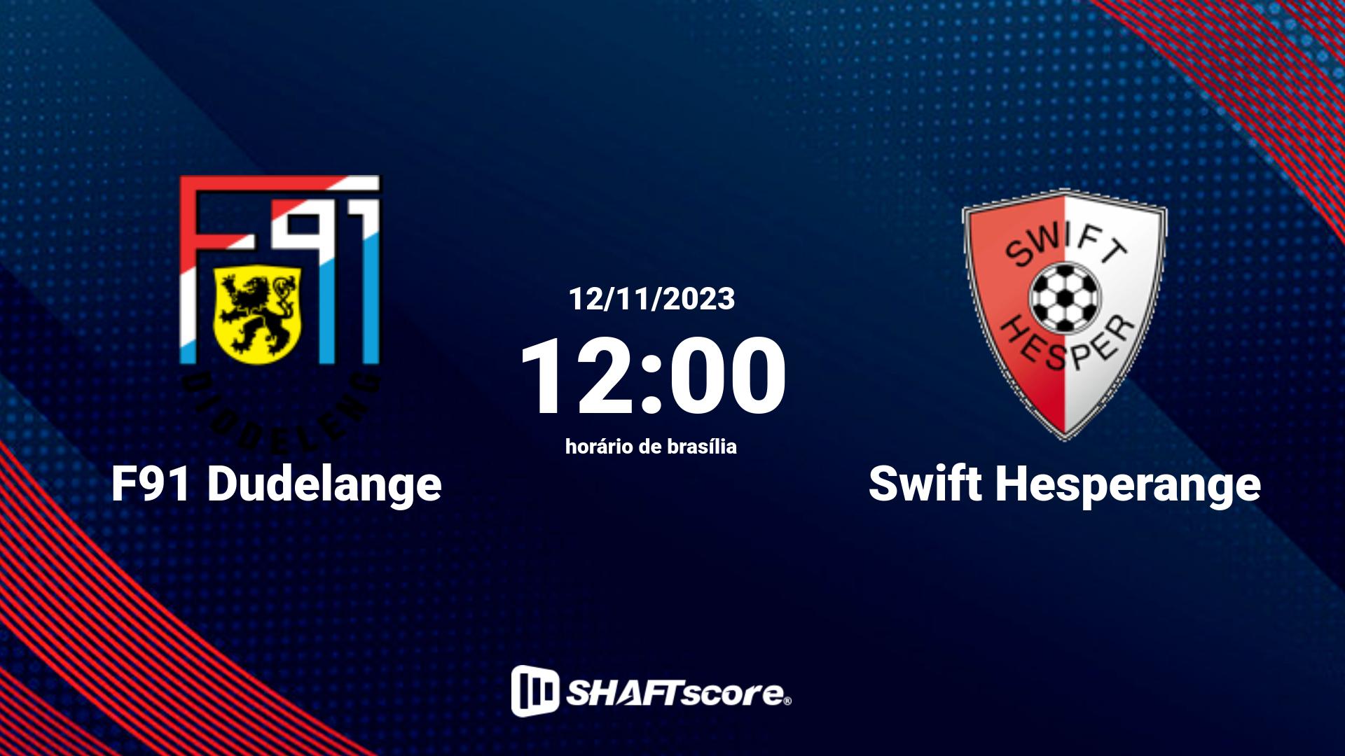 Estatísticas do jogo F91 Dudelange vs Swift Hesperange 12.11 12:00