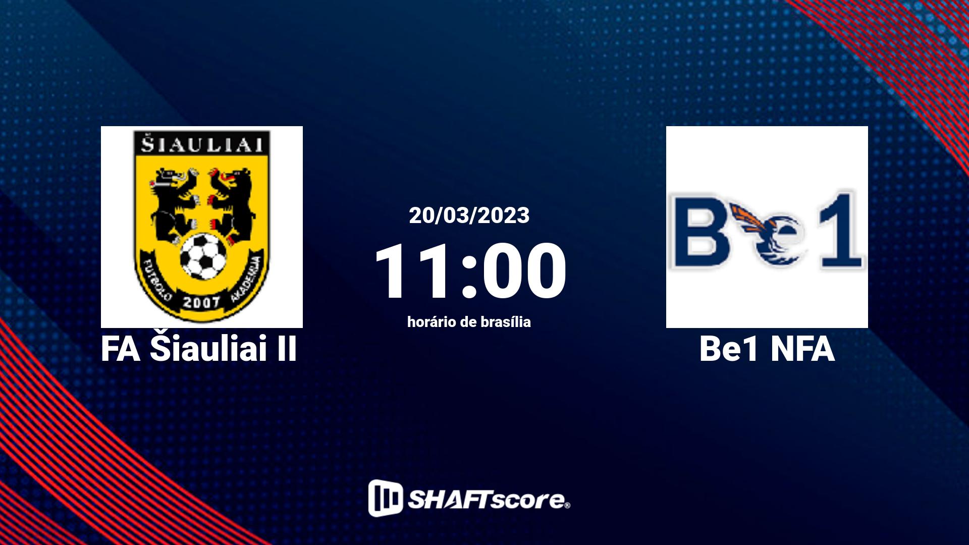 Estatísticas do jogo FA Šiauliai II vs Be1 NFA 20.03 11:00