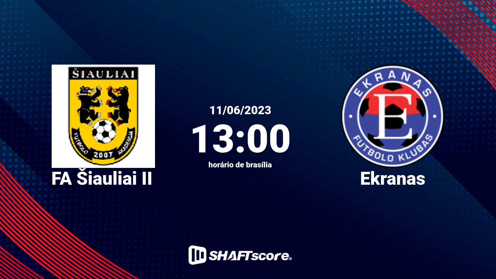 Estatísticas do jogo FA Šiauliai II vs Ekranas 11.06 13:00