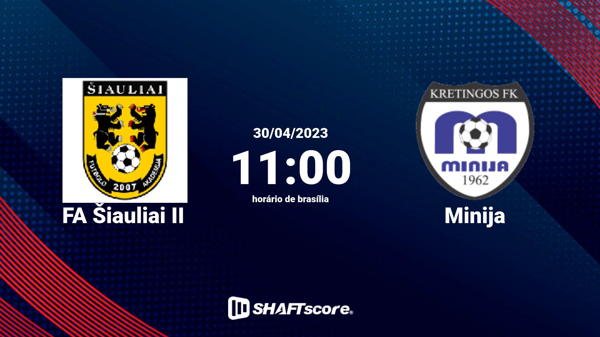 Estatísticas do jogo FA Šiauliai II vs Minija 30.04 11:00