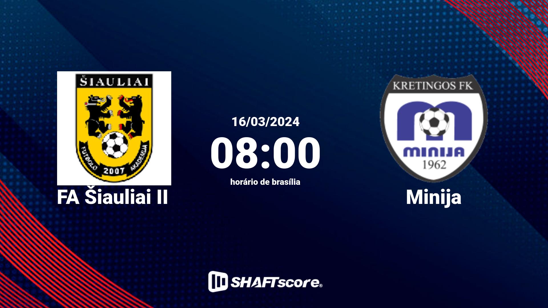 Estatísticas do jogo FA Šiauliai II vs Minija 16.03 08:00