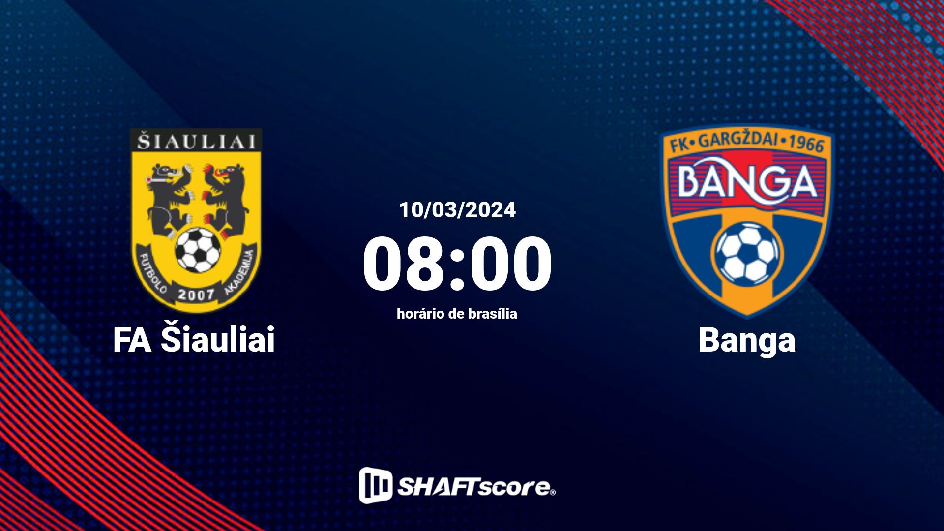 Estatísticas do jogo FA Šiauliai vs Banga 10.03 08:00