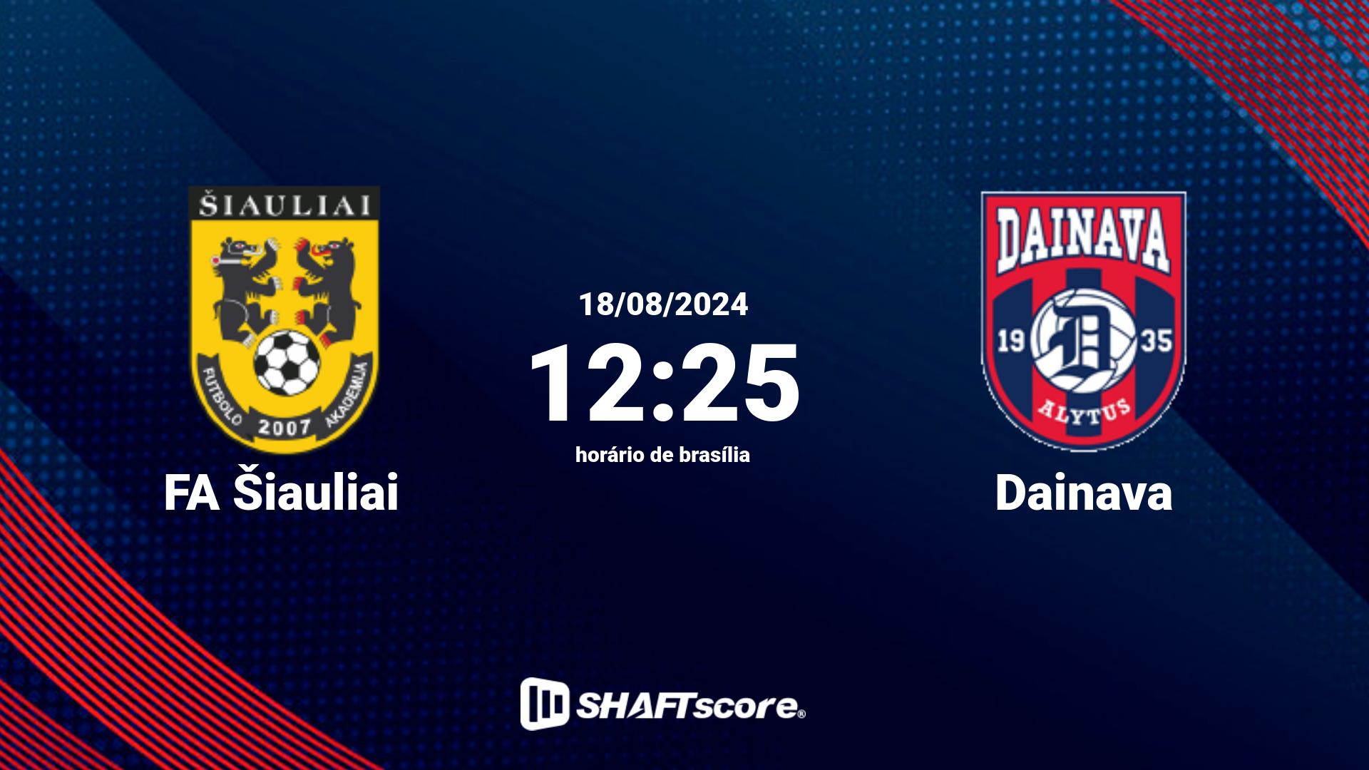 Estatísticas do jogo FA Šiauliai vs Dainava 18.08 12:25