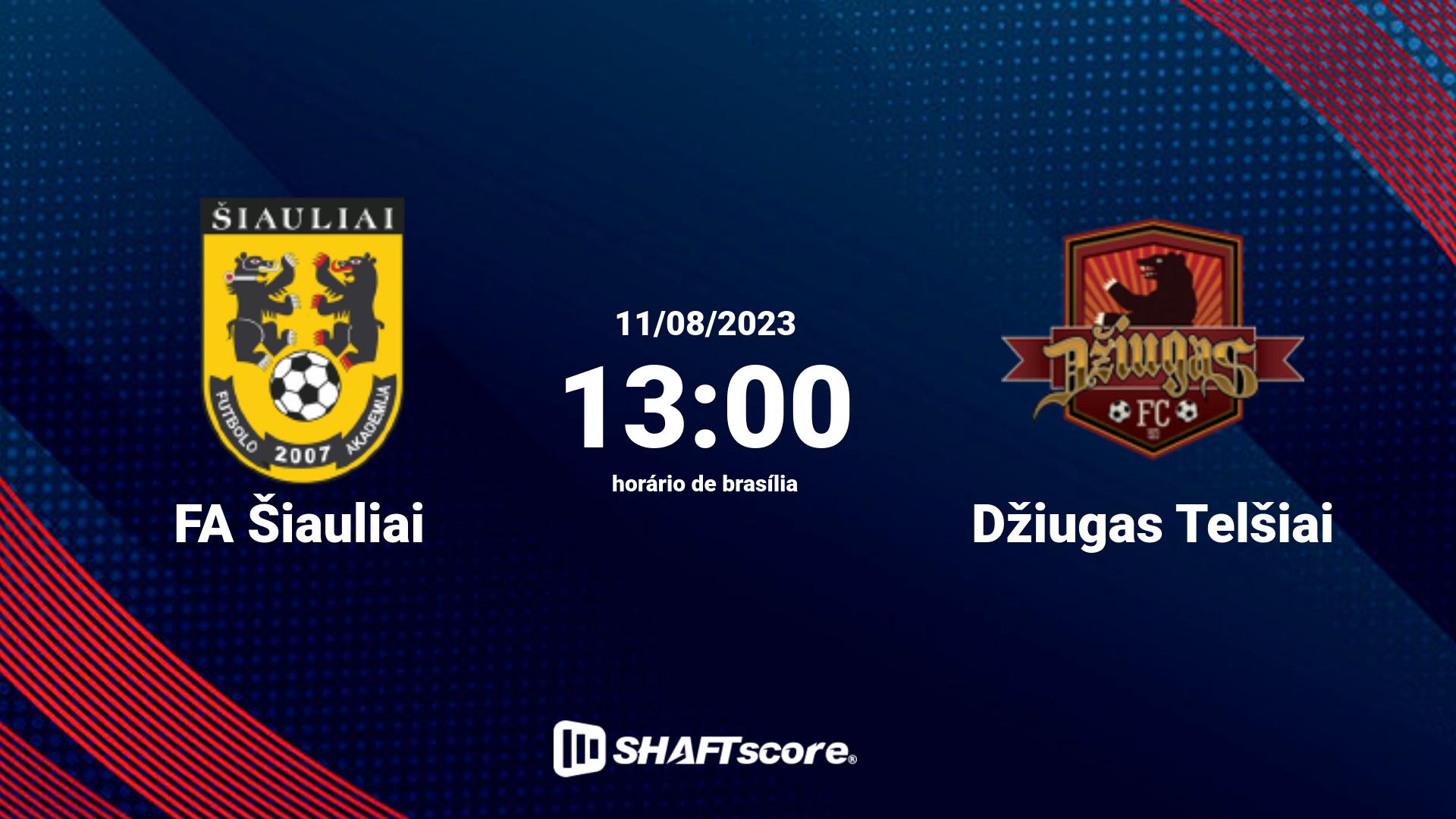 Estatísticas do jogo FA Šiauliai vs Džiugas Telšiai 11.08 13:00