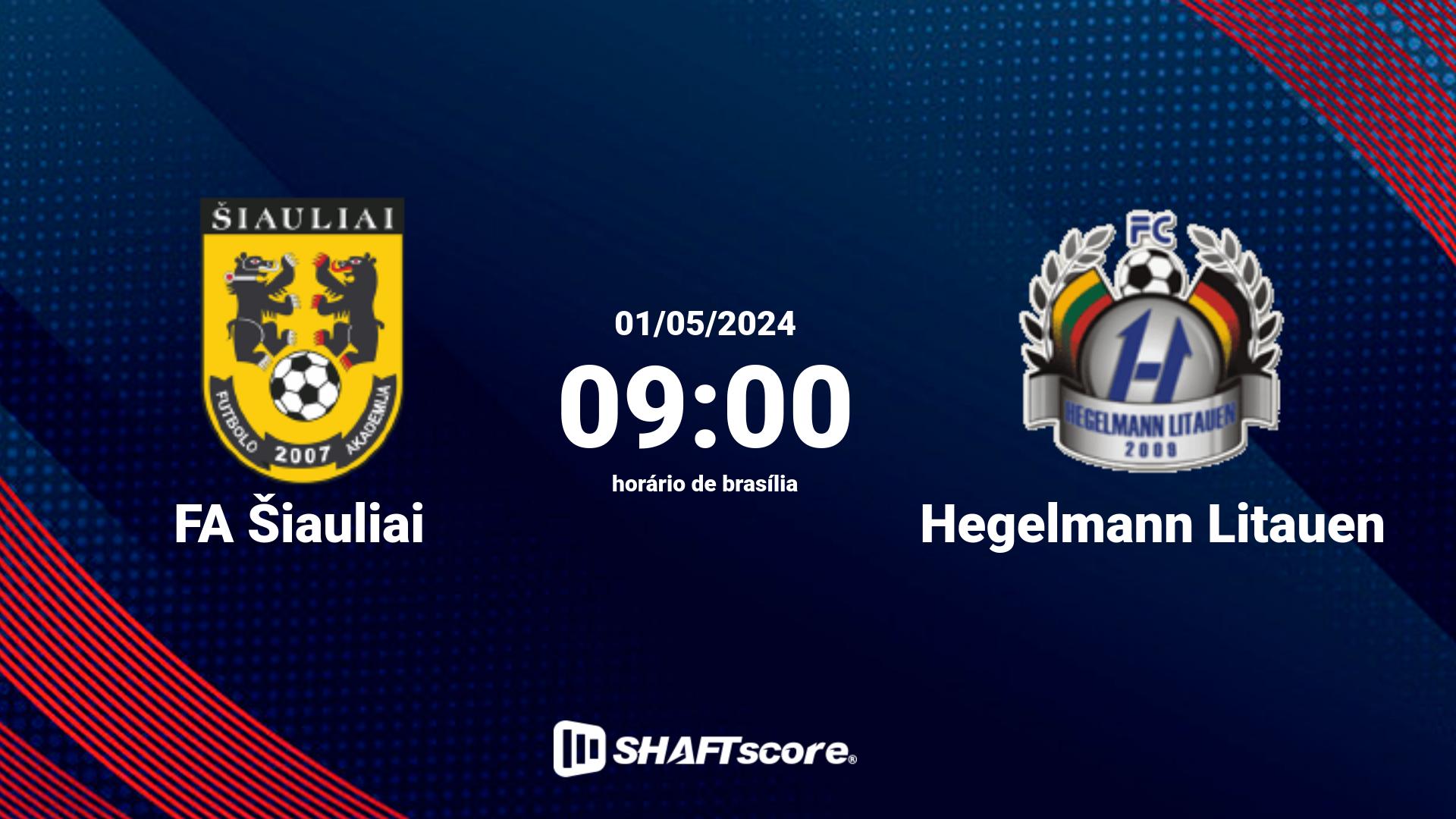 Estatísticas do jogo FA Šiauliai vs Hegelmann Litauen 01.05 09:00