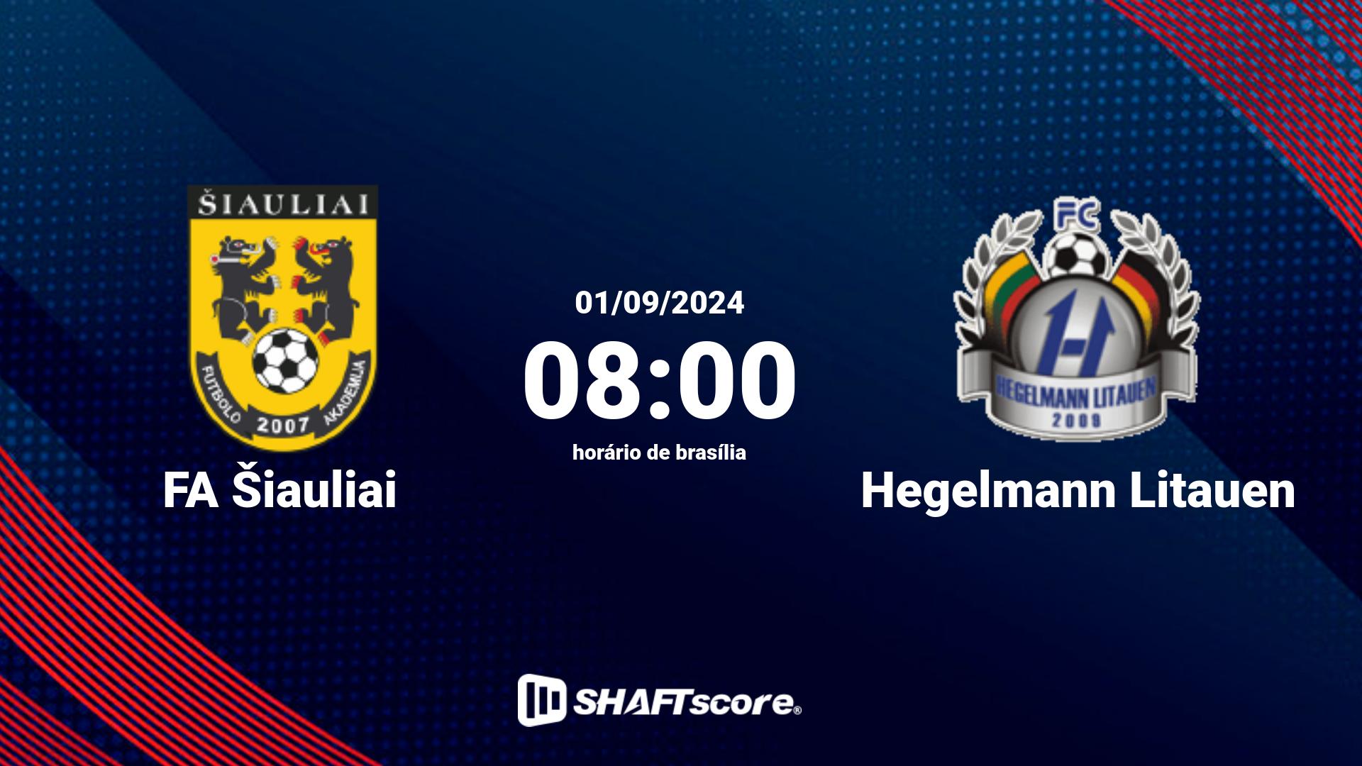 Estatísticas do jogo FA Šiauliai vs Hegelmann Litauen 01.09 08:00