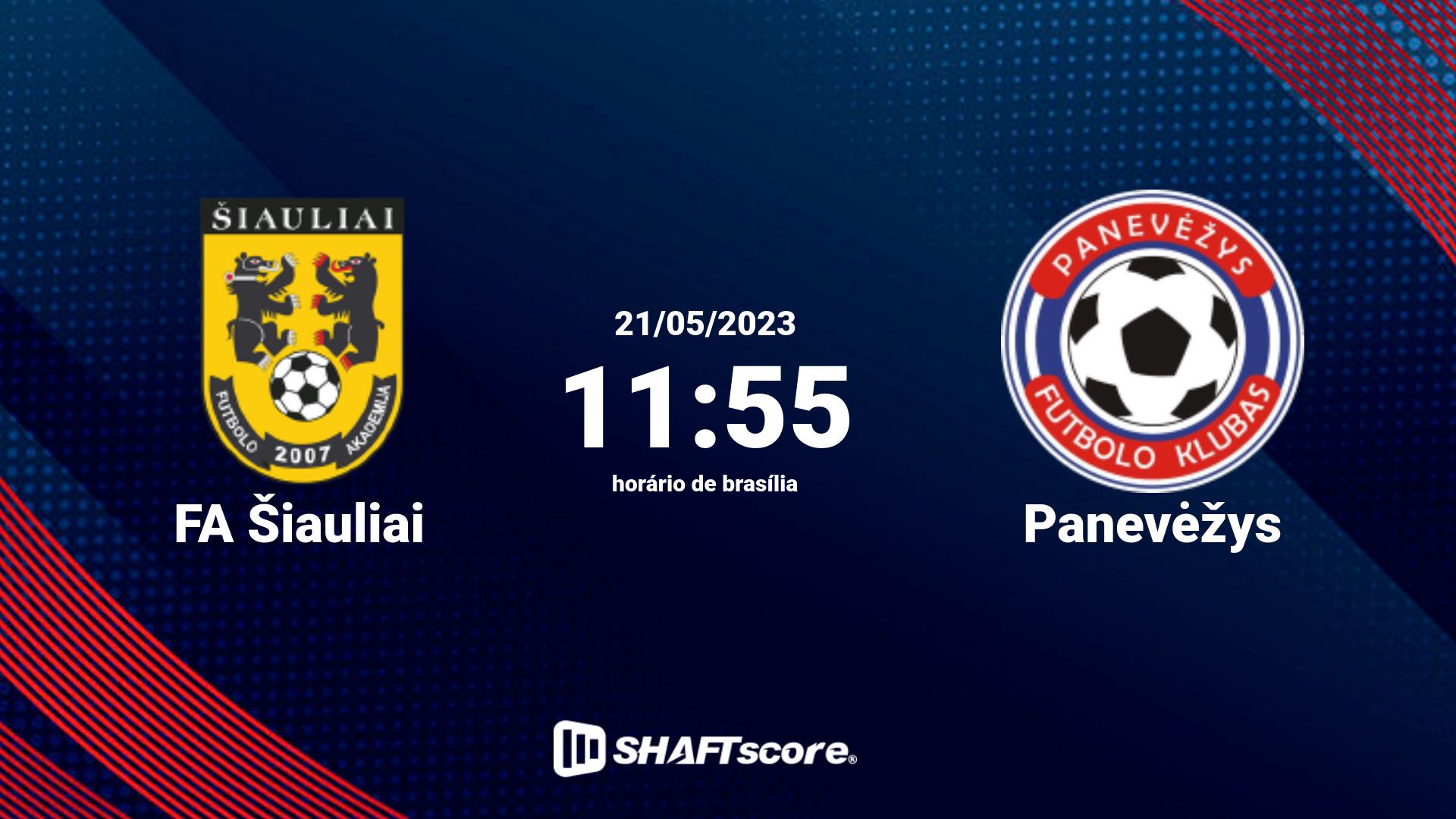 Estatísticas do jogo FA Šiauliai vs Panevėžys 21.05 11:55