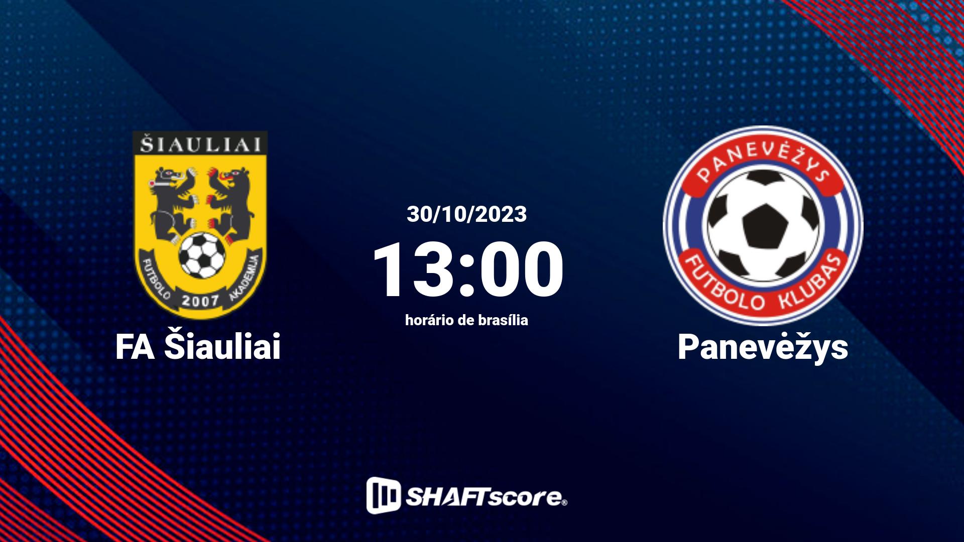 Estatísticas do jogo FA Šiauliai vs Panevėžys 30.10 13:00