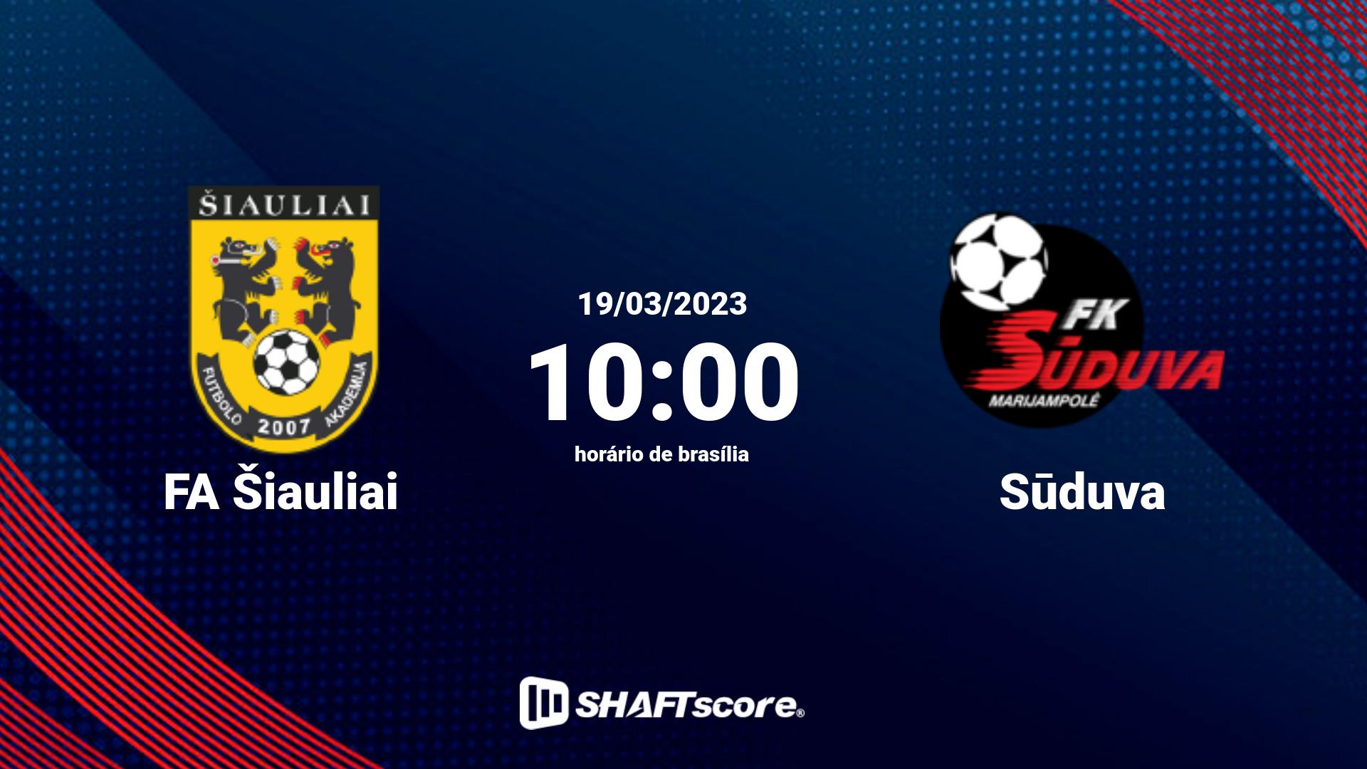 Estatísticas do jogo FA Šiauliai vs Sūduva 19.03 10:00