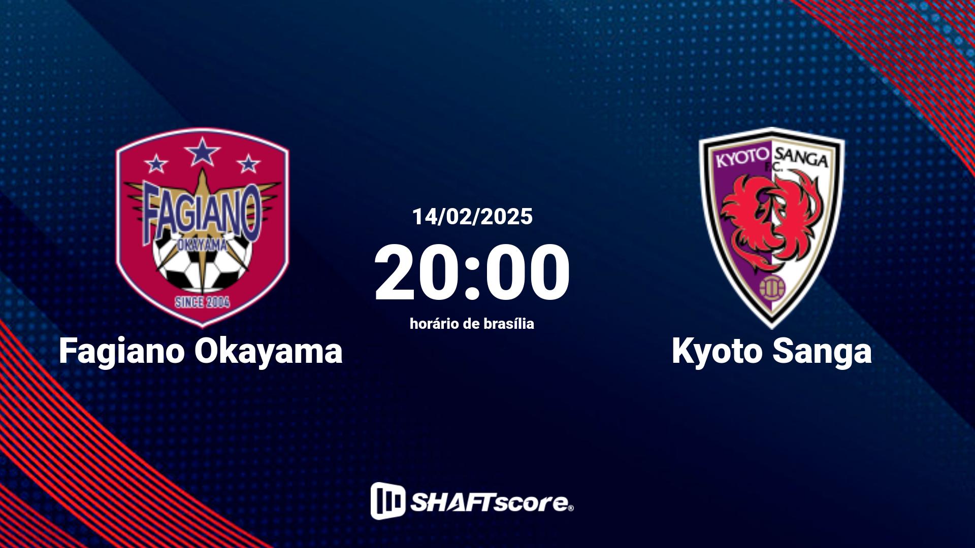 Estatísticas do jogo Fagiano Okayama vs Kyoto Sanga 14.02 20:00