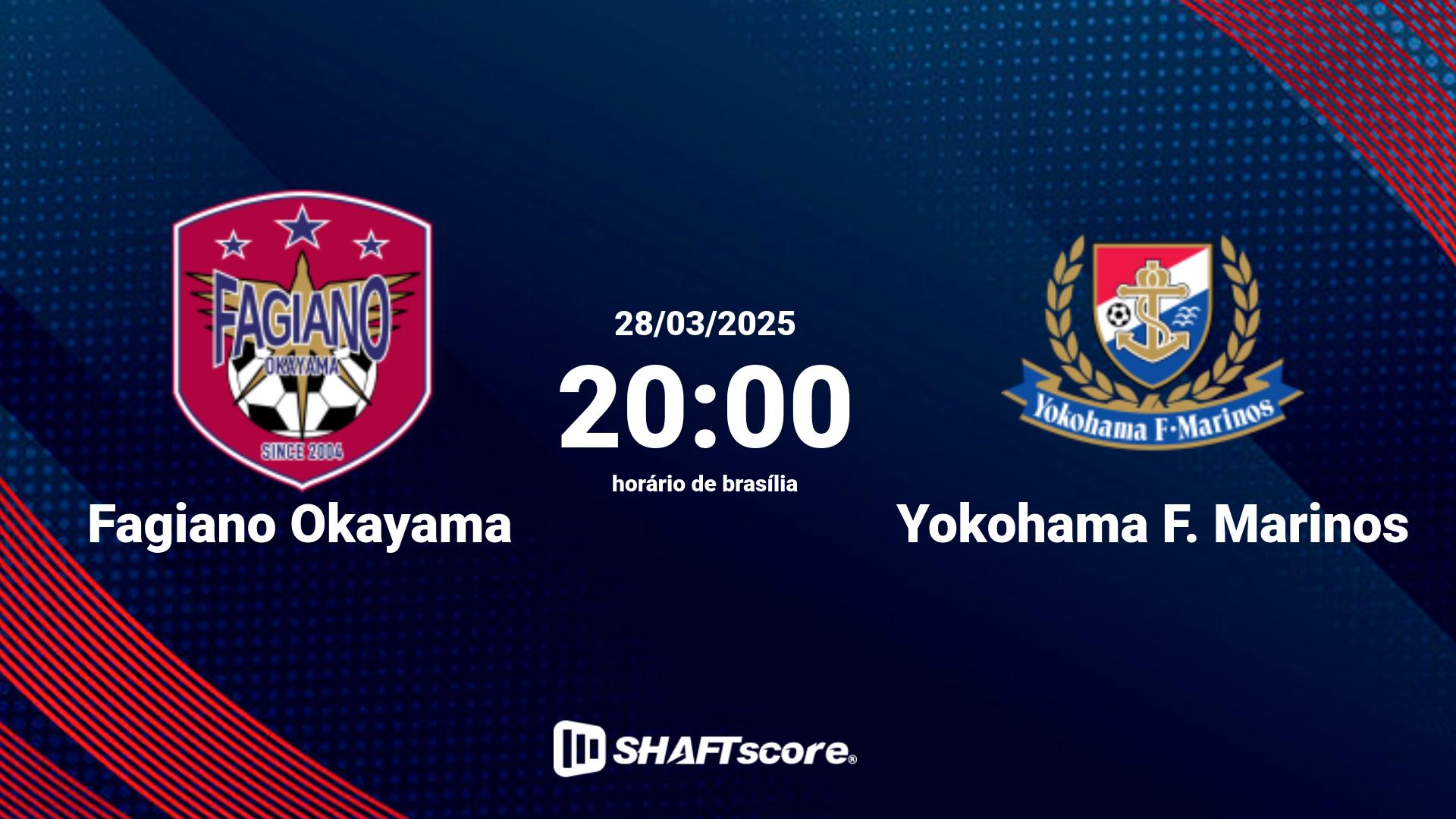 Estatísticas do jogo Fagiano Okayama vs Yokohama F. Marinos 28.03 20:00