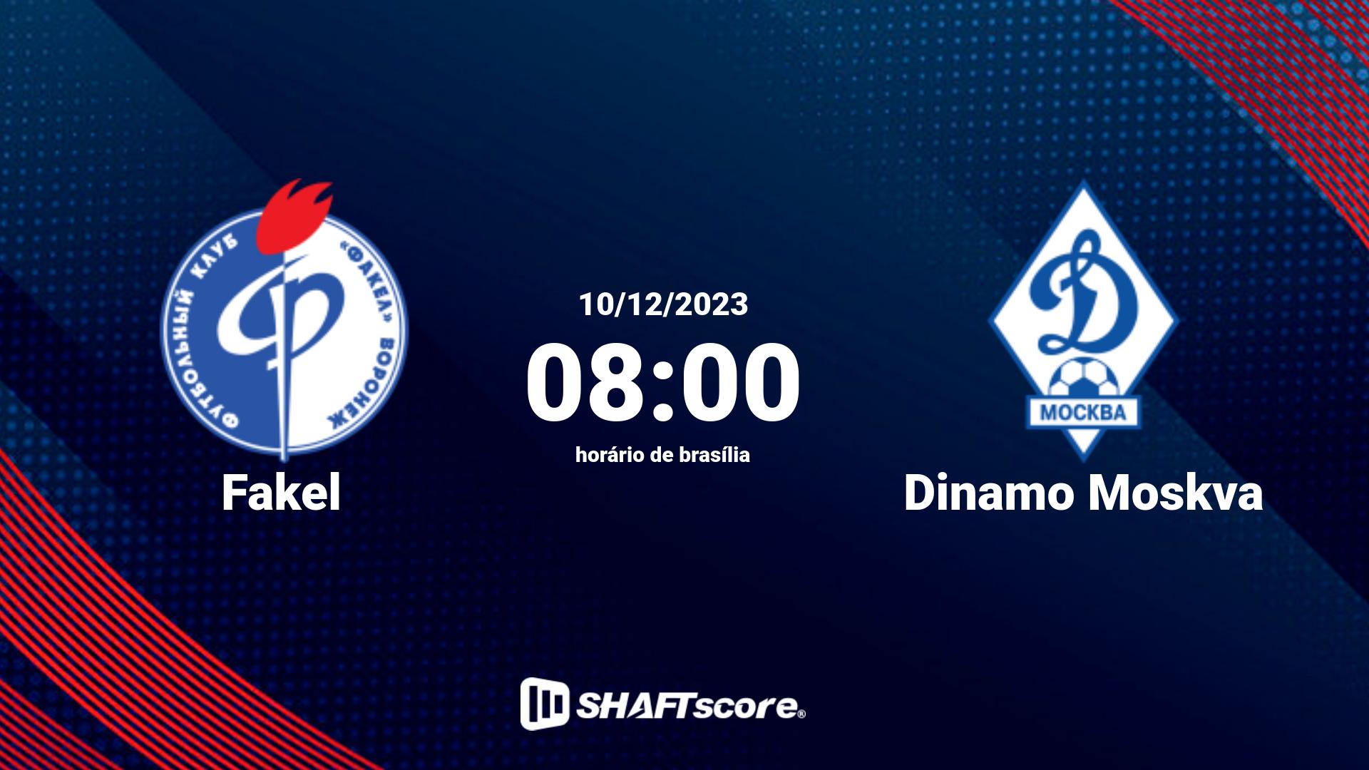 Estatísticas do jogo Fakel vs Dinamo Moskva 10.12 08:00