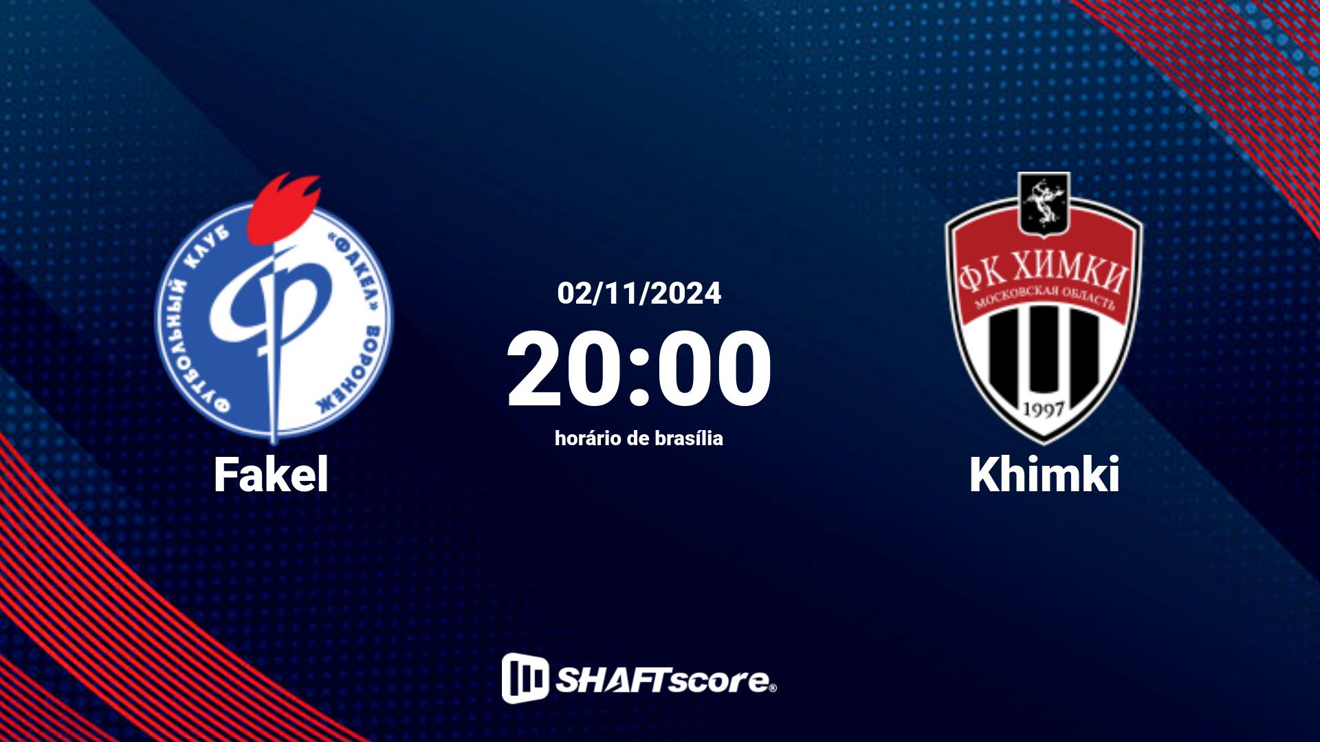 Estatísticas do jogo Fakel vs Khimki 02.11 20:00