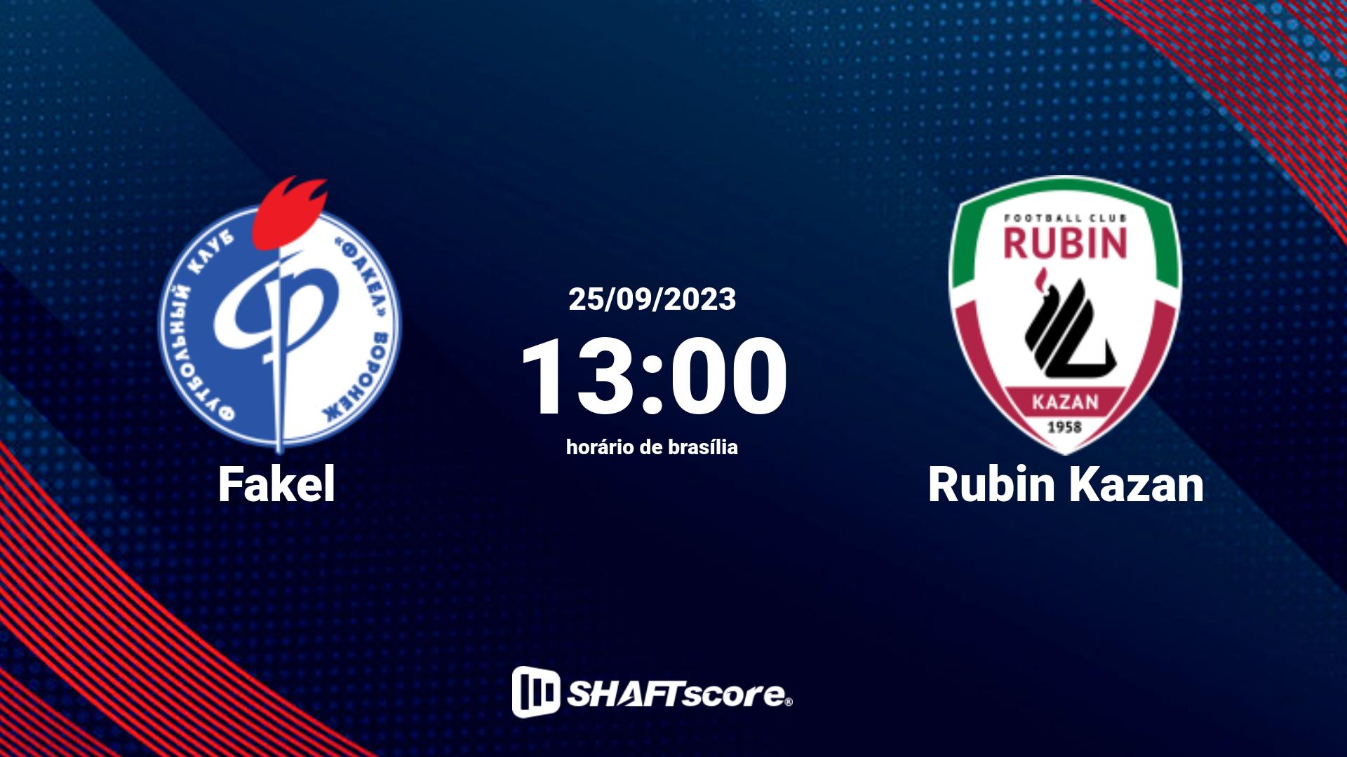 Estatísticas do jogo Fakel vs Rubin Kazan 25.09 13:00