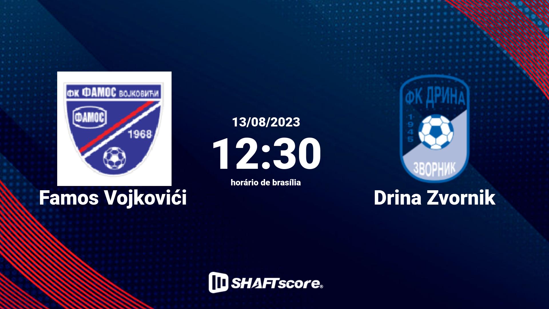 Estatísticas do jogo Famos Vojkovići vs Drina Zvornik 13.08 12:30