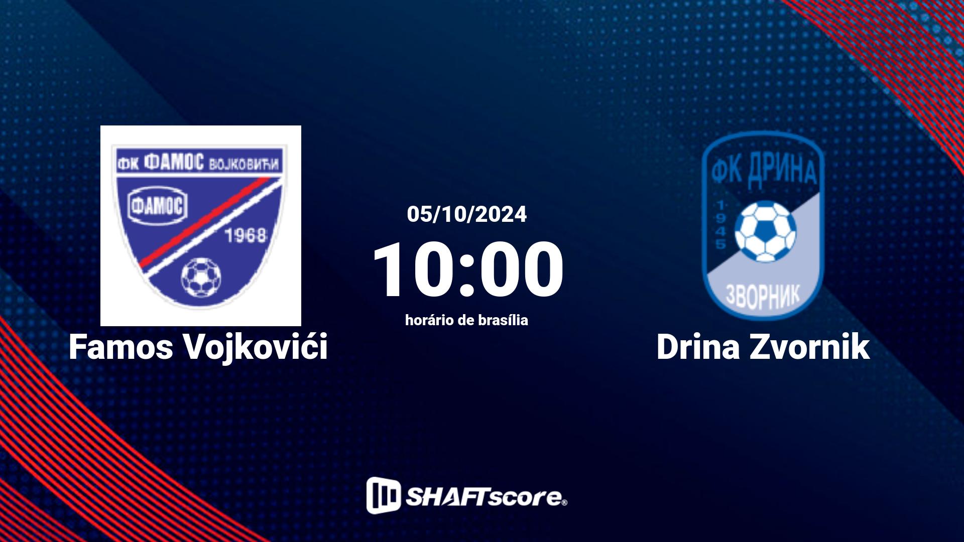 Estatísticas do jogo Famos Vojkovići vs Drina Zvornik 05.10 10:00