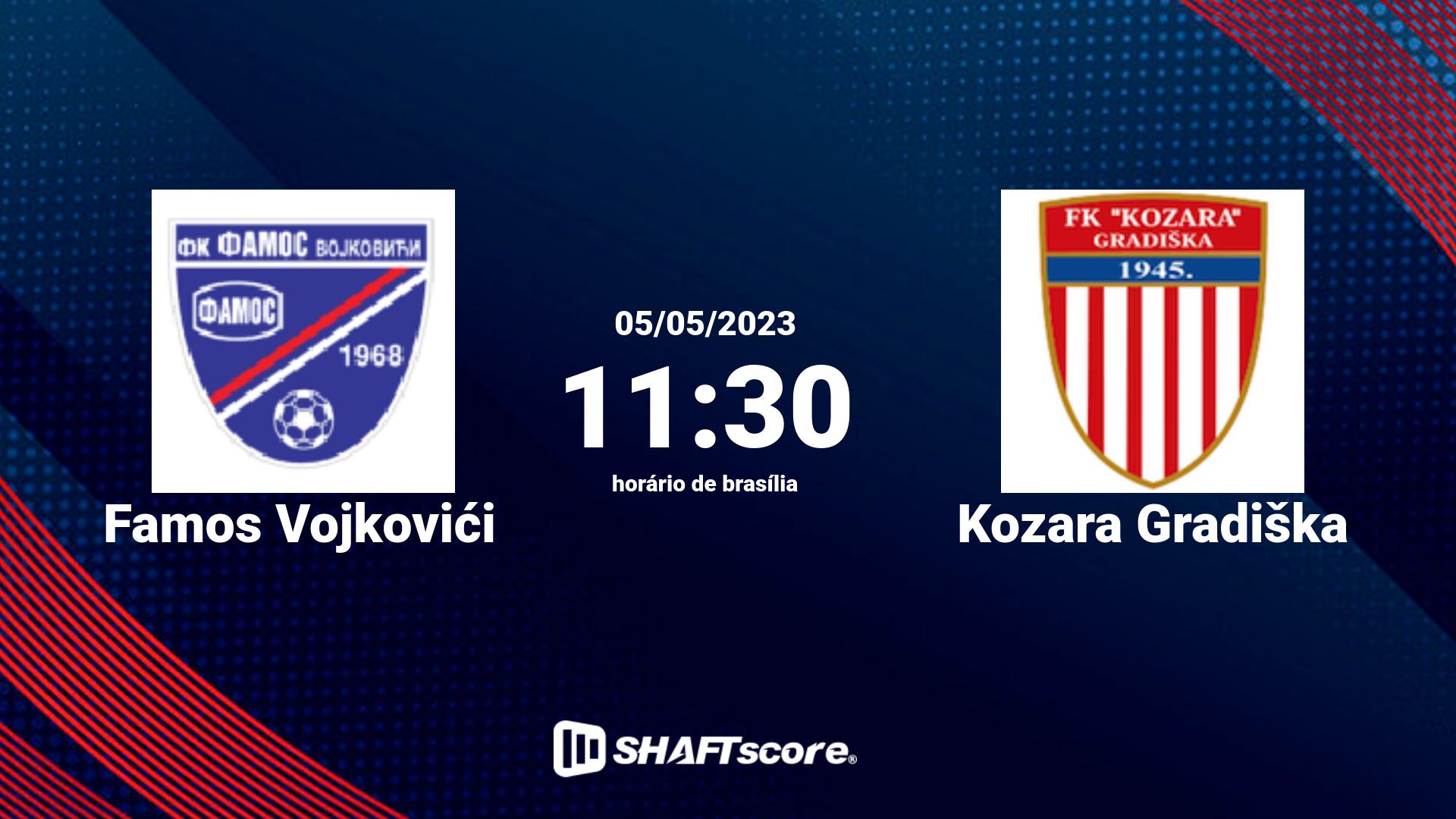 Estatísticas do jogo Famos Vojkovići vs Kozara Gradiška 05.05 11:30