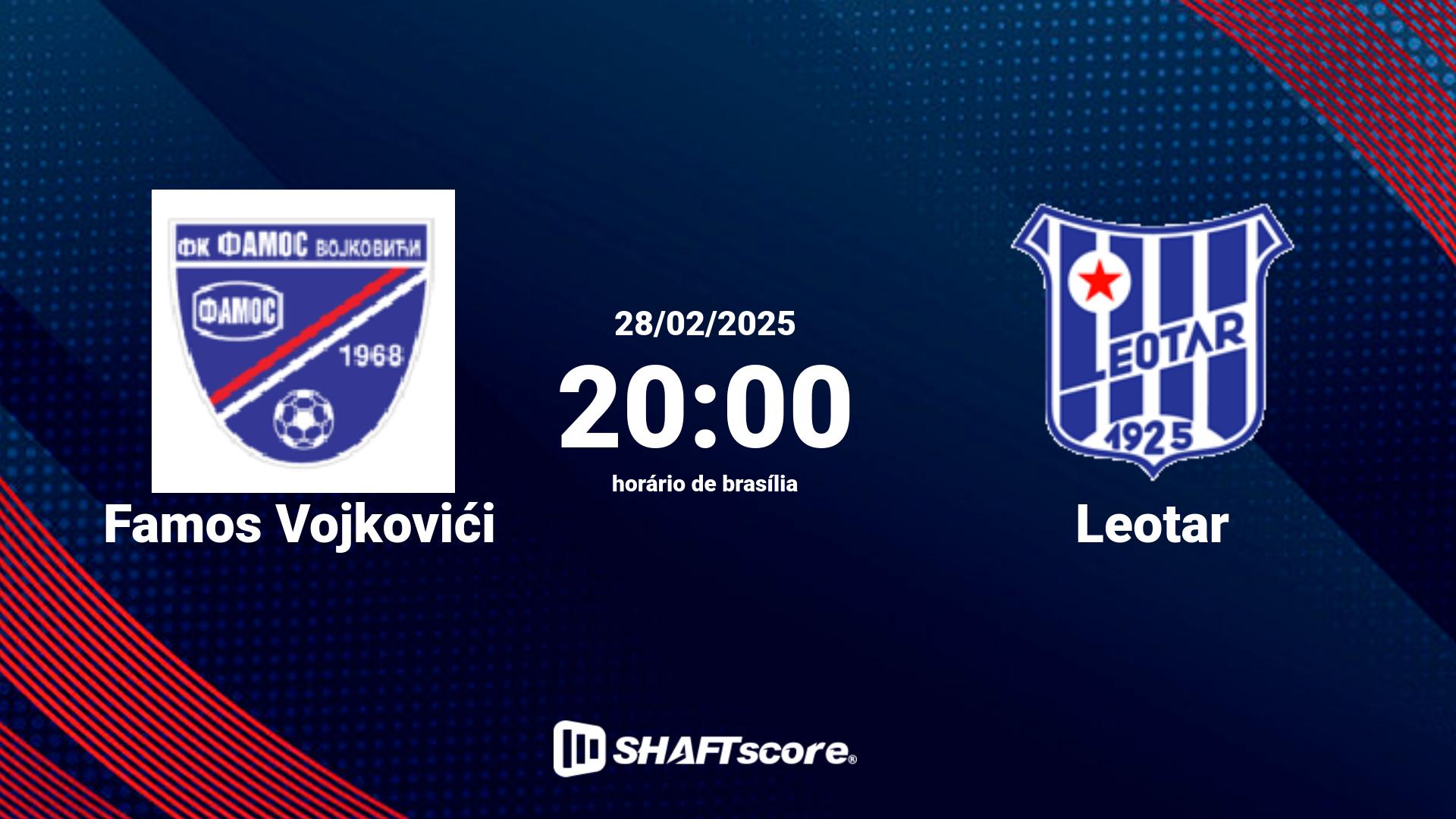 Estatísticas do jogo Famos Vojkovići vs Leotar 28.02 20:00