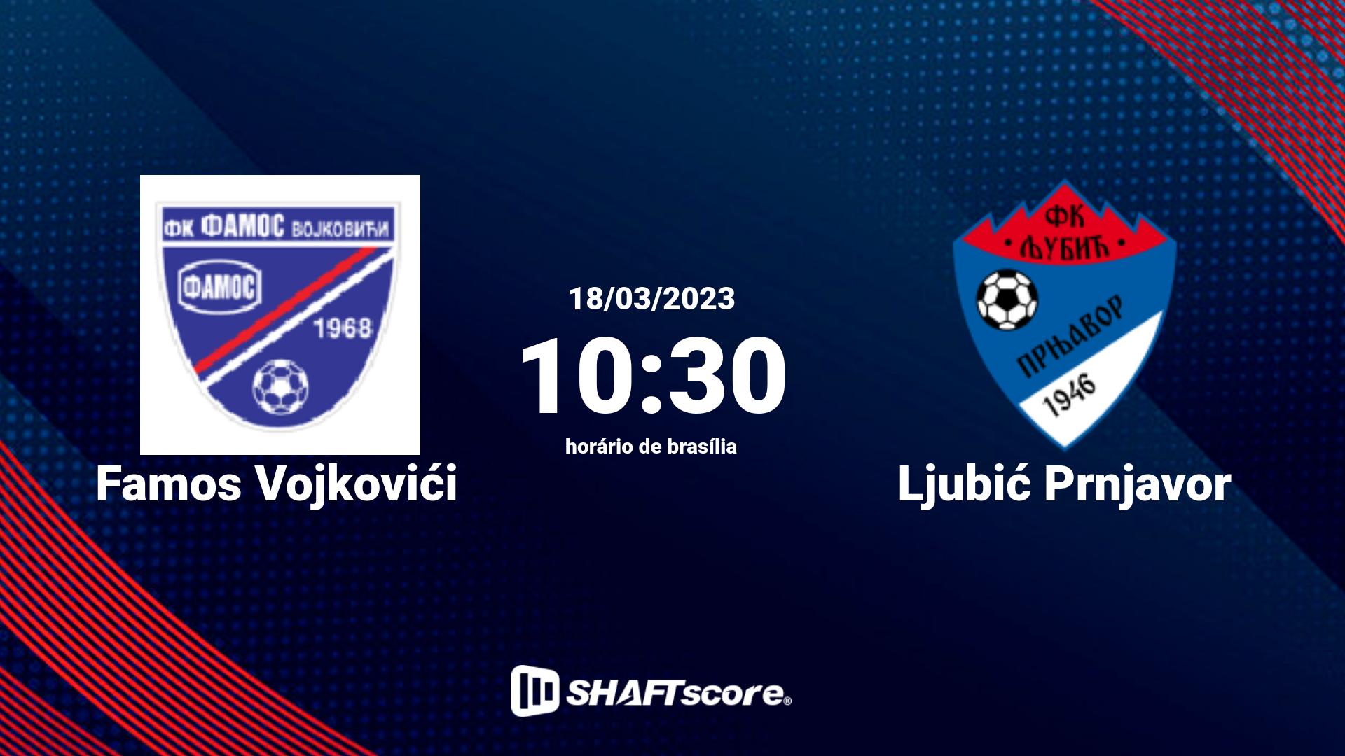 Estatísticas do jogo Famos Vojkovići vs Ljubić Prnjavor 18.03 10:30