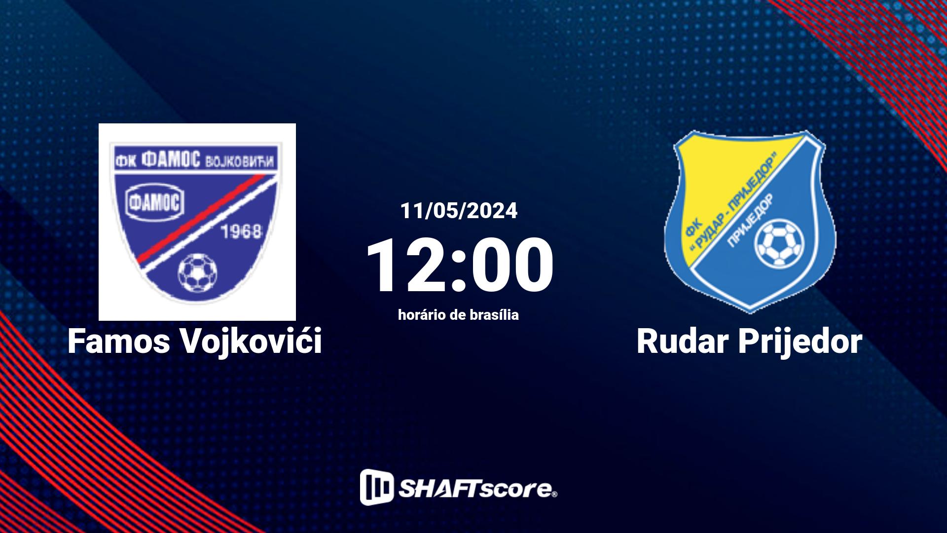 Estatísticas do jogo Famos Vojkovići vs Rudar Prijedor 11.05 12:00