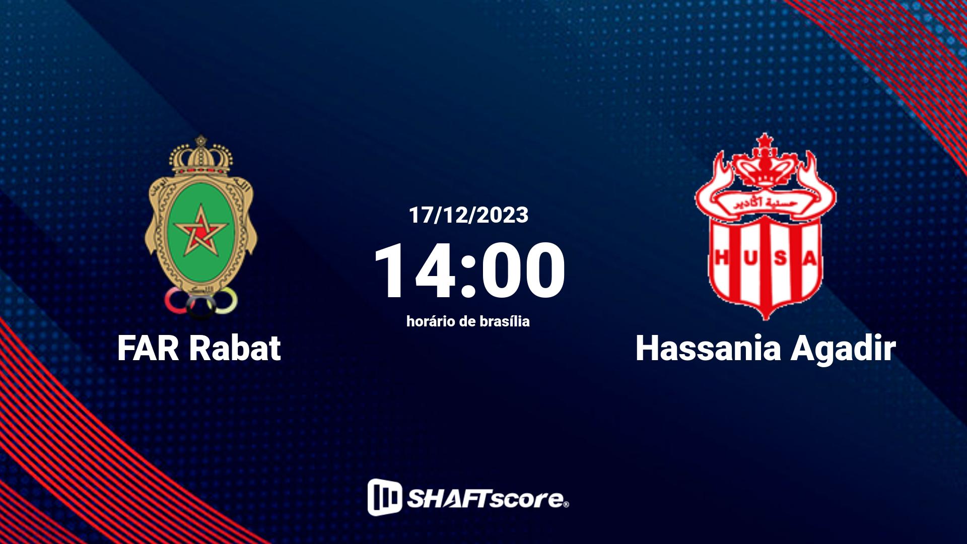 Estatísticas do jogo FAR Rabat vs Hassania Agadir 17.12 14:00