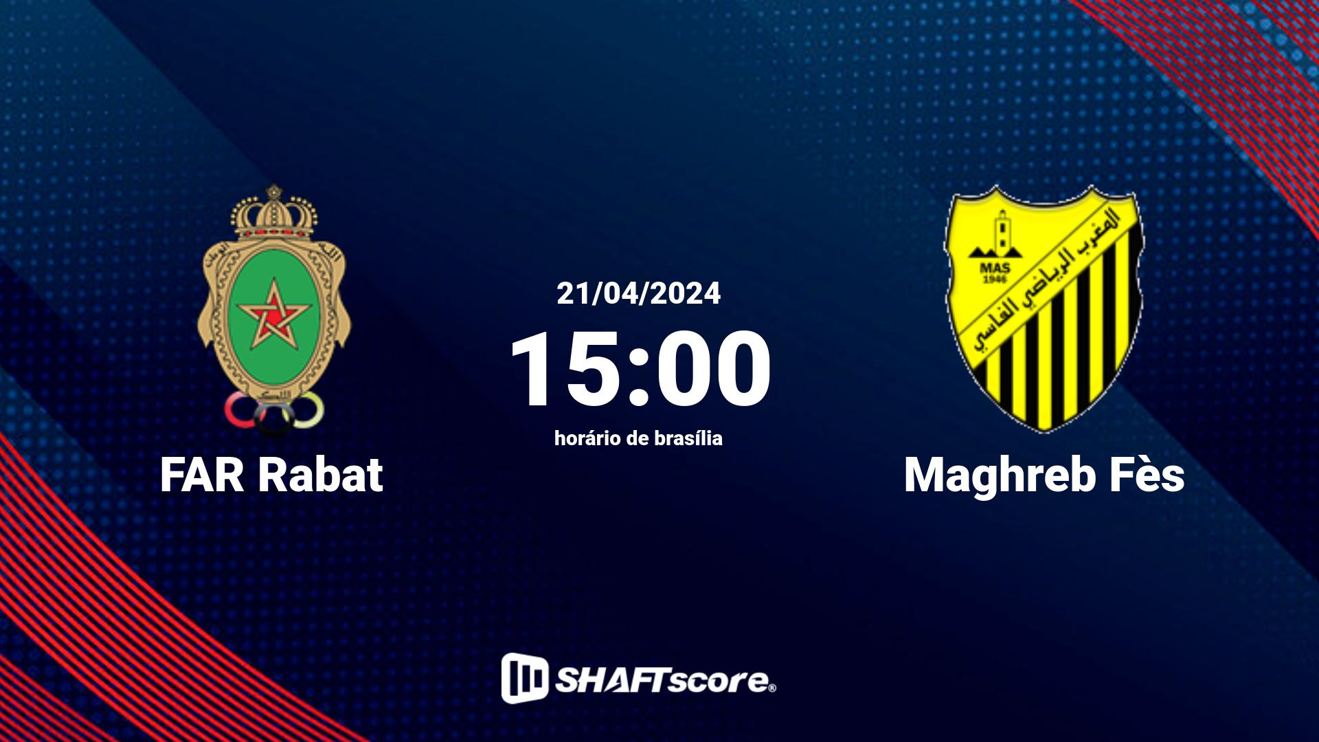 Estatísticas do jogo FAR Rabat vs Maghreb Fès 21.04 15:00