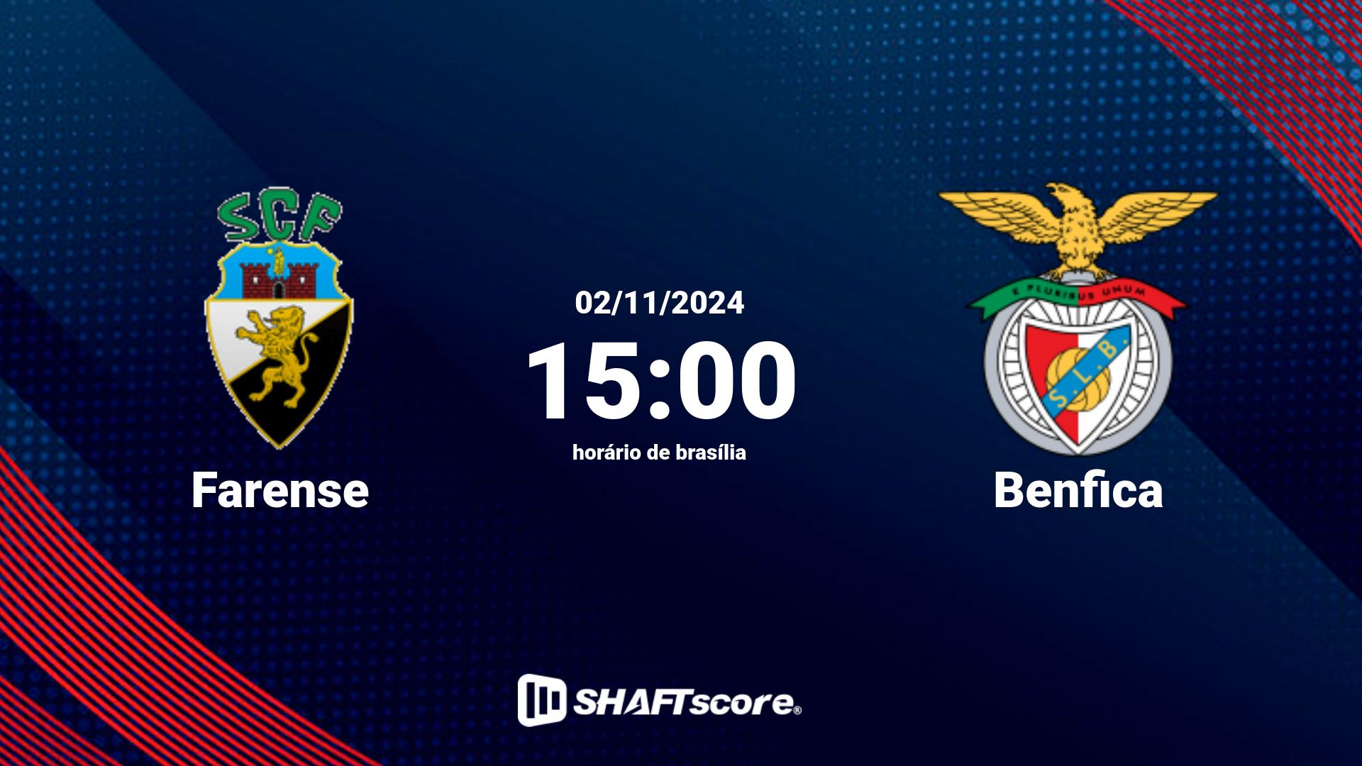 Estatísticas do jogo Farense vs Benfica 02.11 15:00