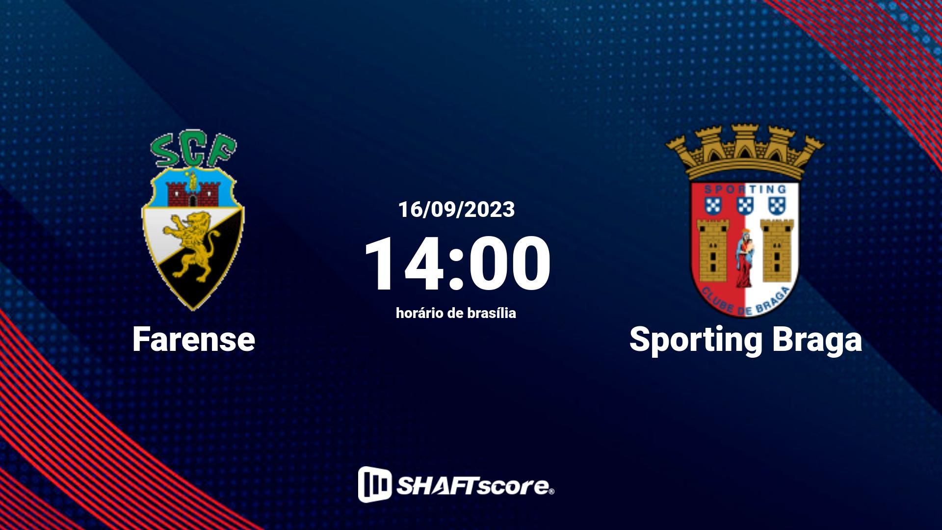 Estatísticas do jogo Farense vs Sporting Braga 16.09 14:00