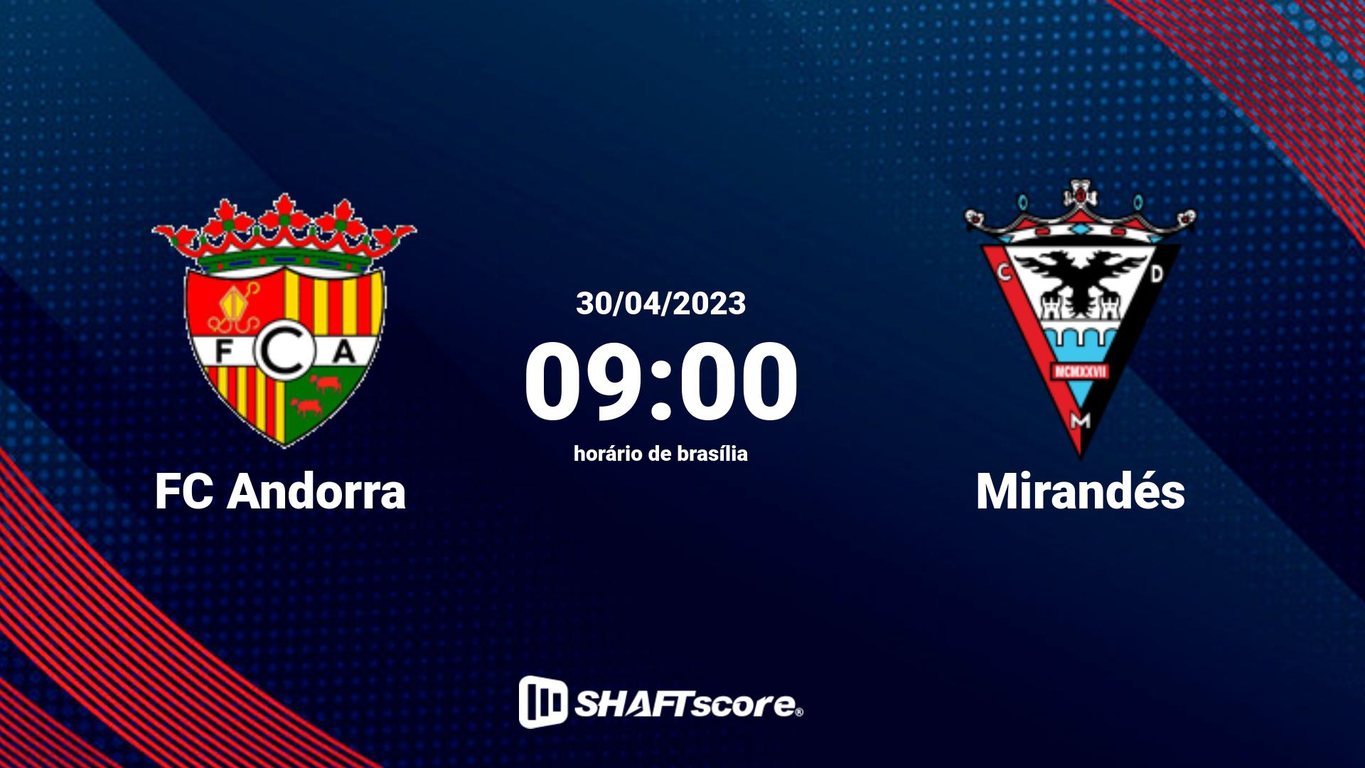 Estatísticas do jogo FC Andorra vs Mirandés 30.04 09:00