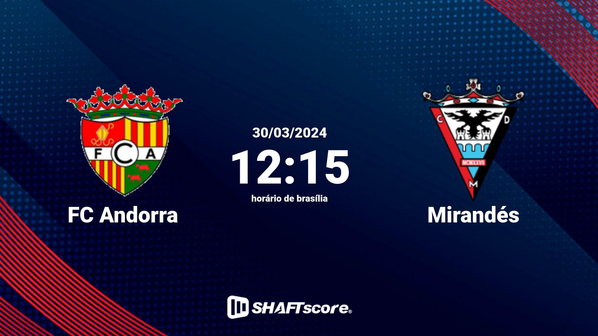 Estatísticas do jogo FC Andorra vs Mirandés 30.03 12:15