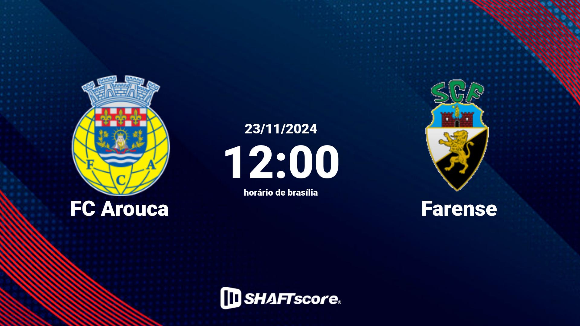 Estatísticas do jogo FC Arouca vs Farense 23.11 12:00