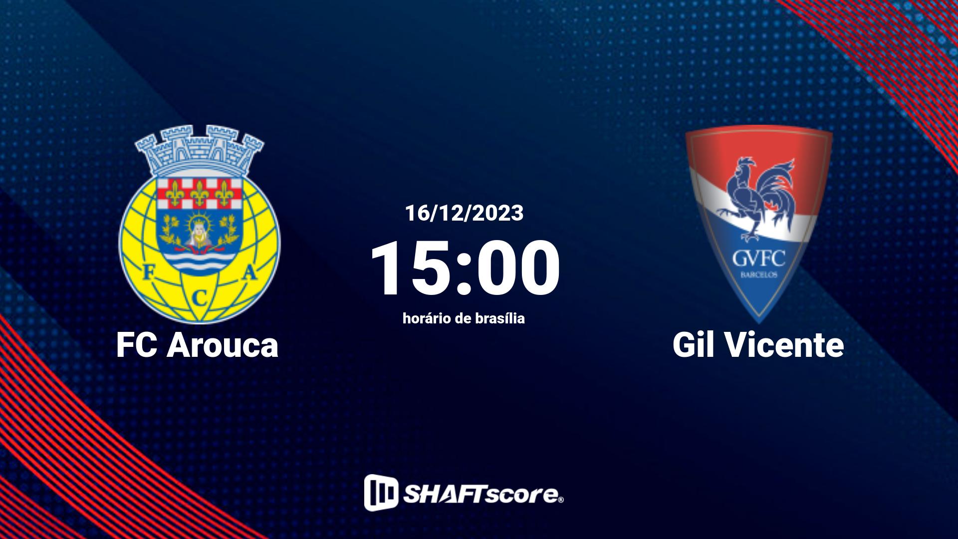 Estatísticas do jogo FC Arouca vs Gil Vicente 16.12 15:00