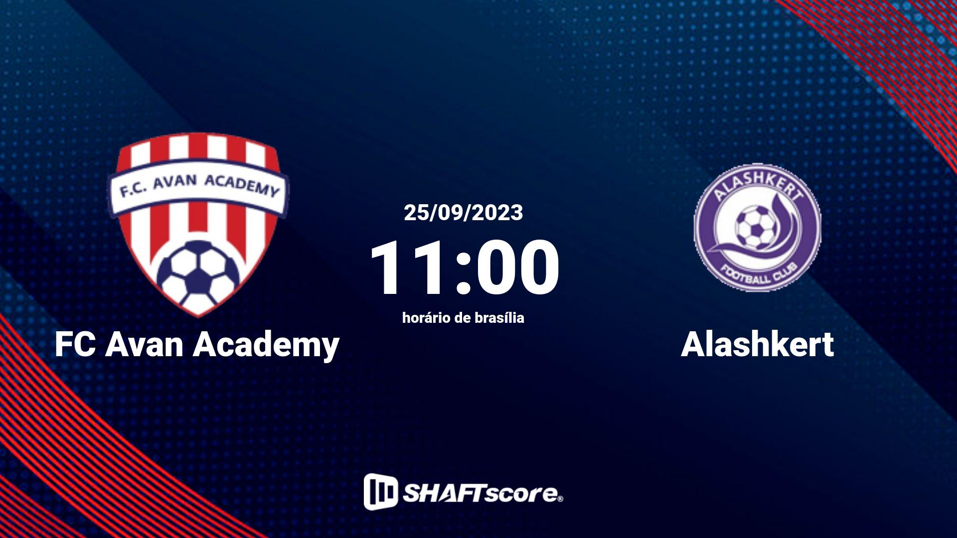 Estatísticas do jogo FC Avan Academy vs Alashkert 25.09 11:00